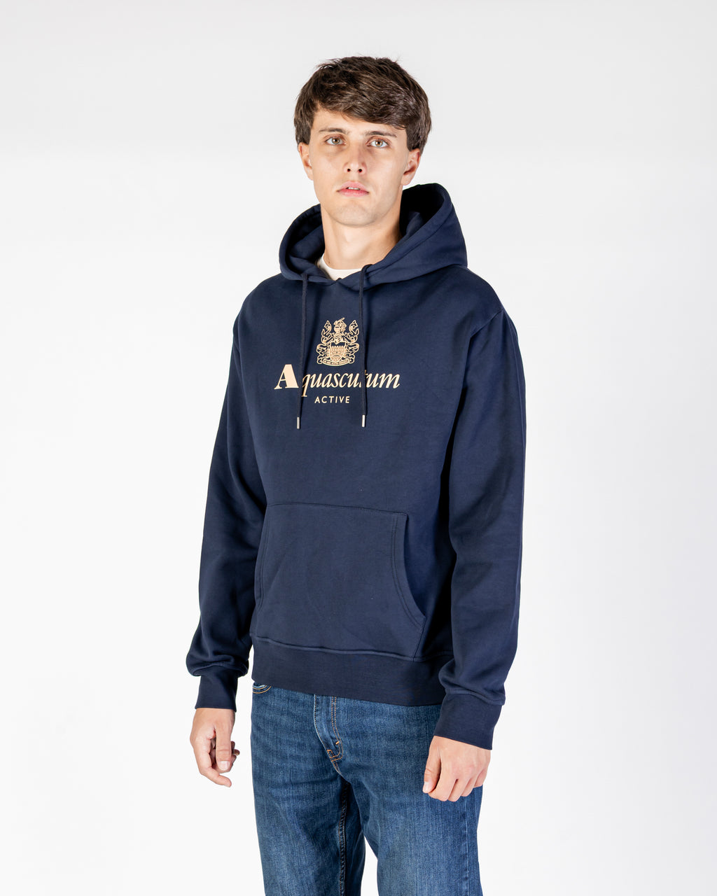 Felpa con cappuccio Aquascutum Active BIG LOGO HOODIE FLEECE