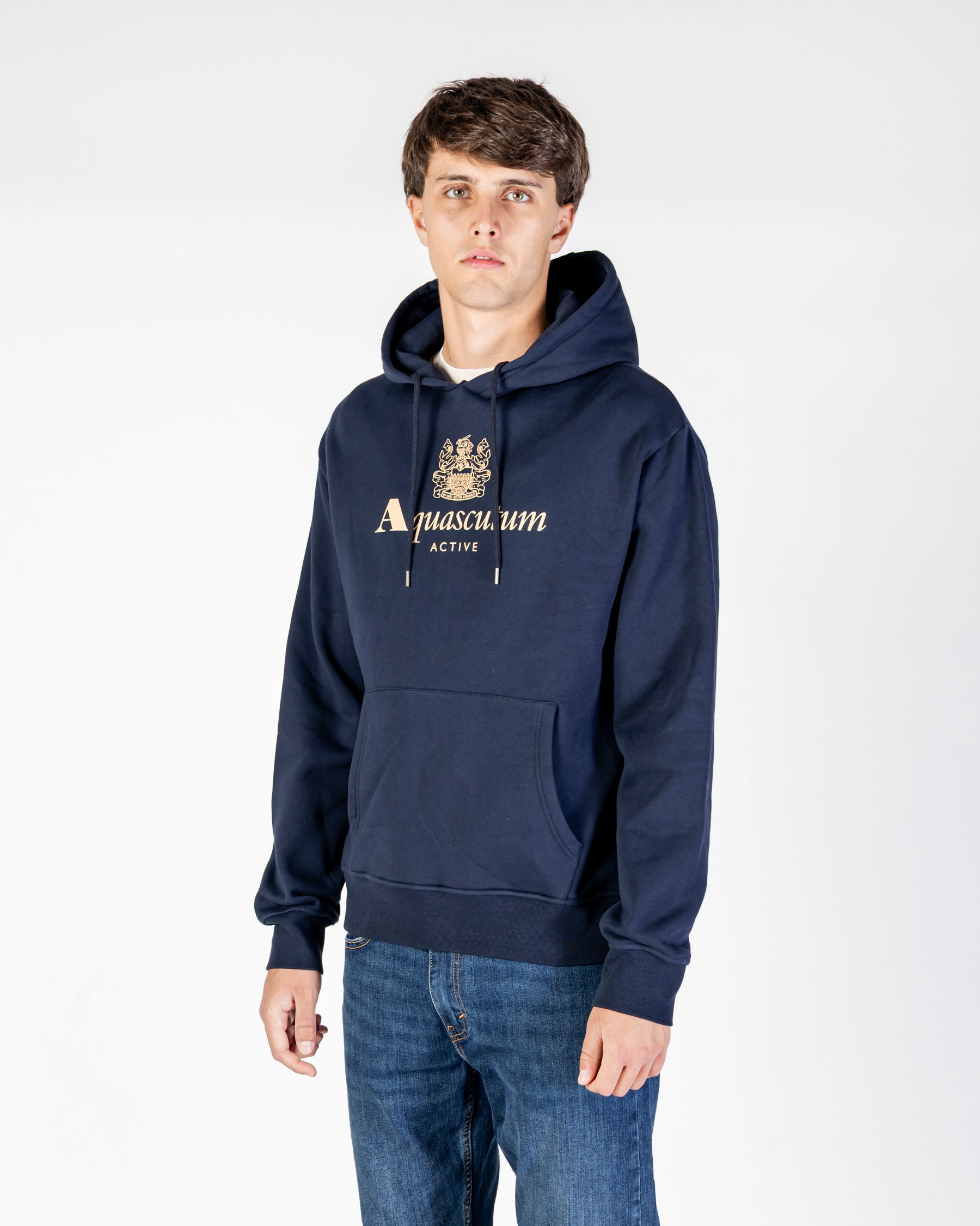 Felpa con cappuccio Aquascutum Active BIG LOGO HOODIE FLEECE