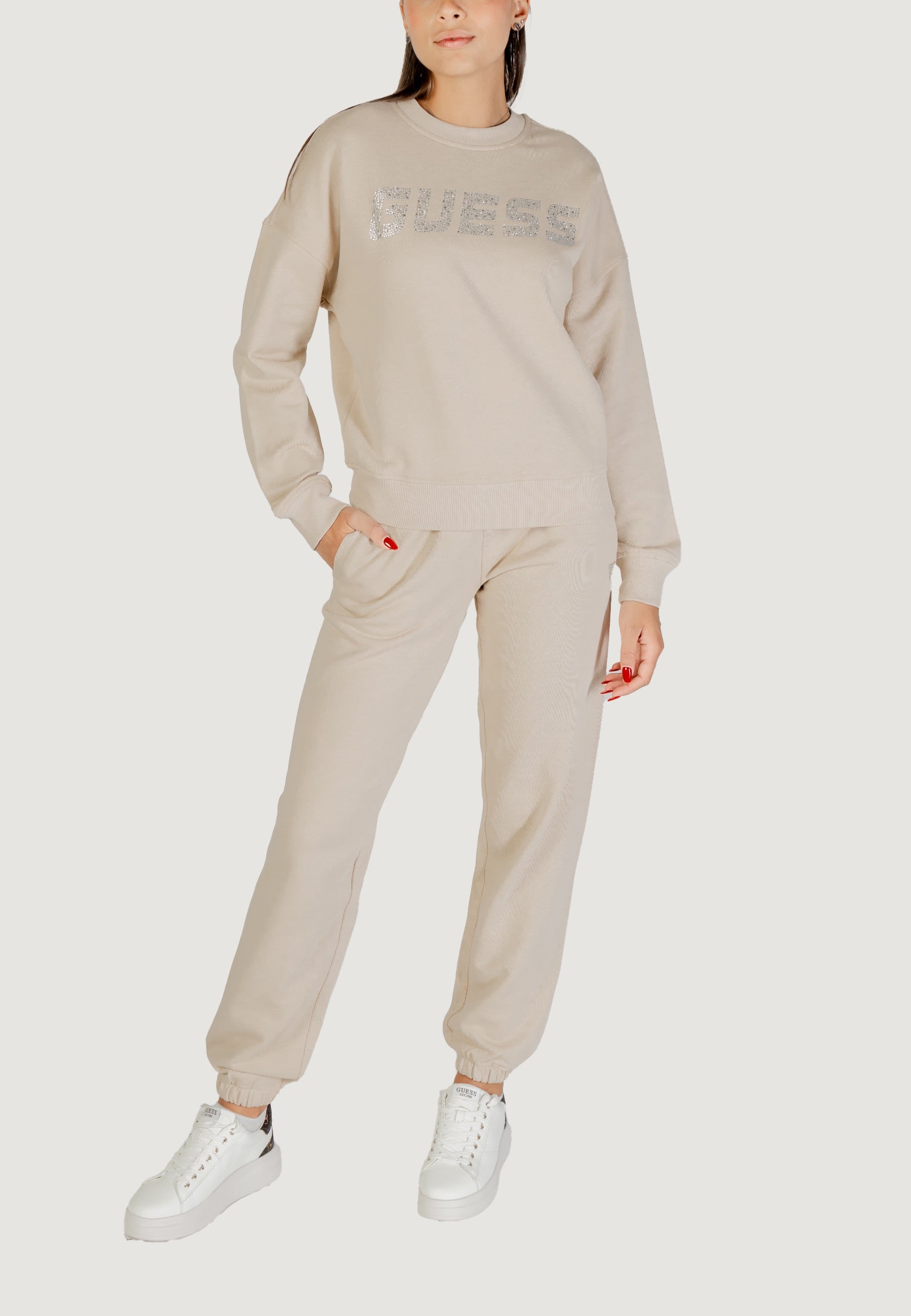 Felpa senza cappuccio Guess PRIMULA RHINESTONES CN SWEATSH
