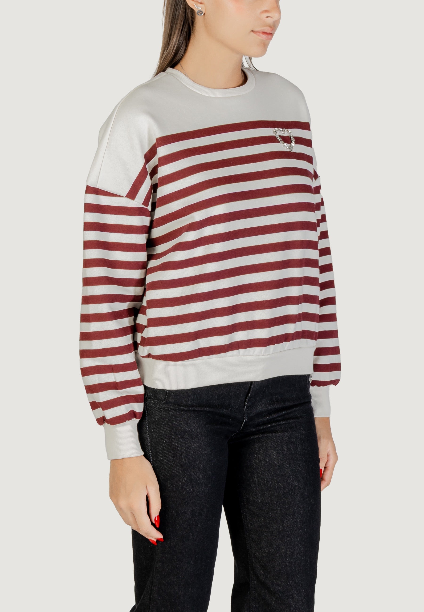 Felpa senza cappuccio Only ONLADELE L/S O-NECK STRIPE SWT