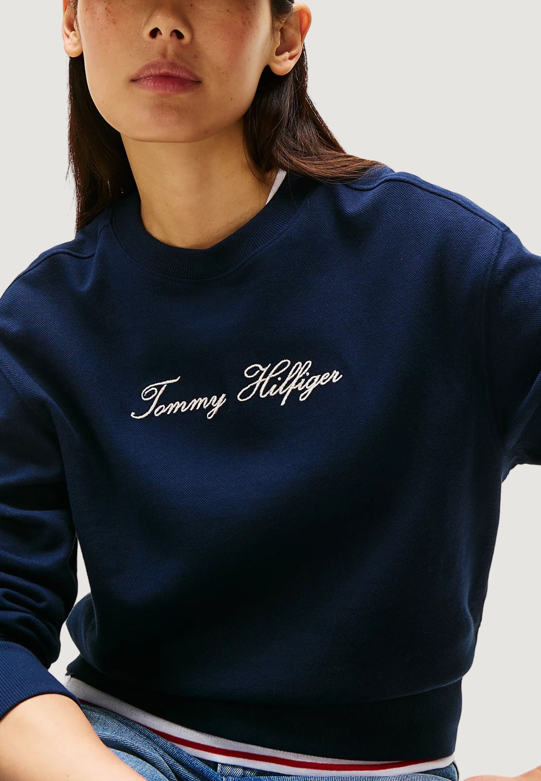 Felpa senza cappuccio Tommy Hilfiger LUREX SCRIPT REG SWT