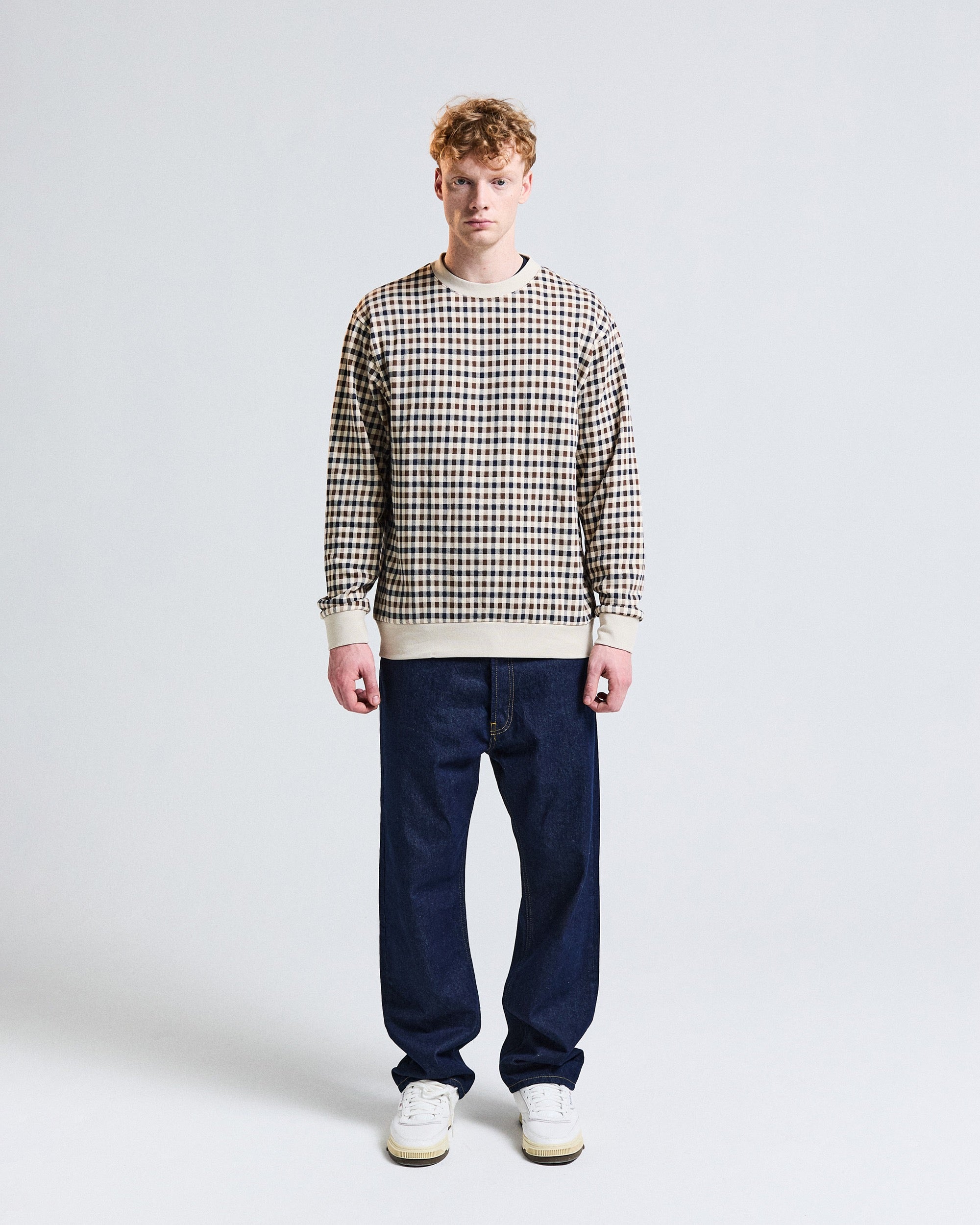 Felpa senza cappuccio Aquascutum Active CLUB CHECK CREWNECK