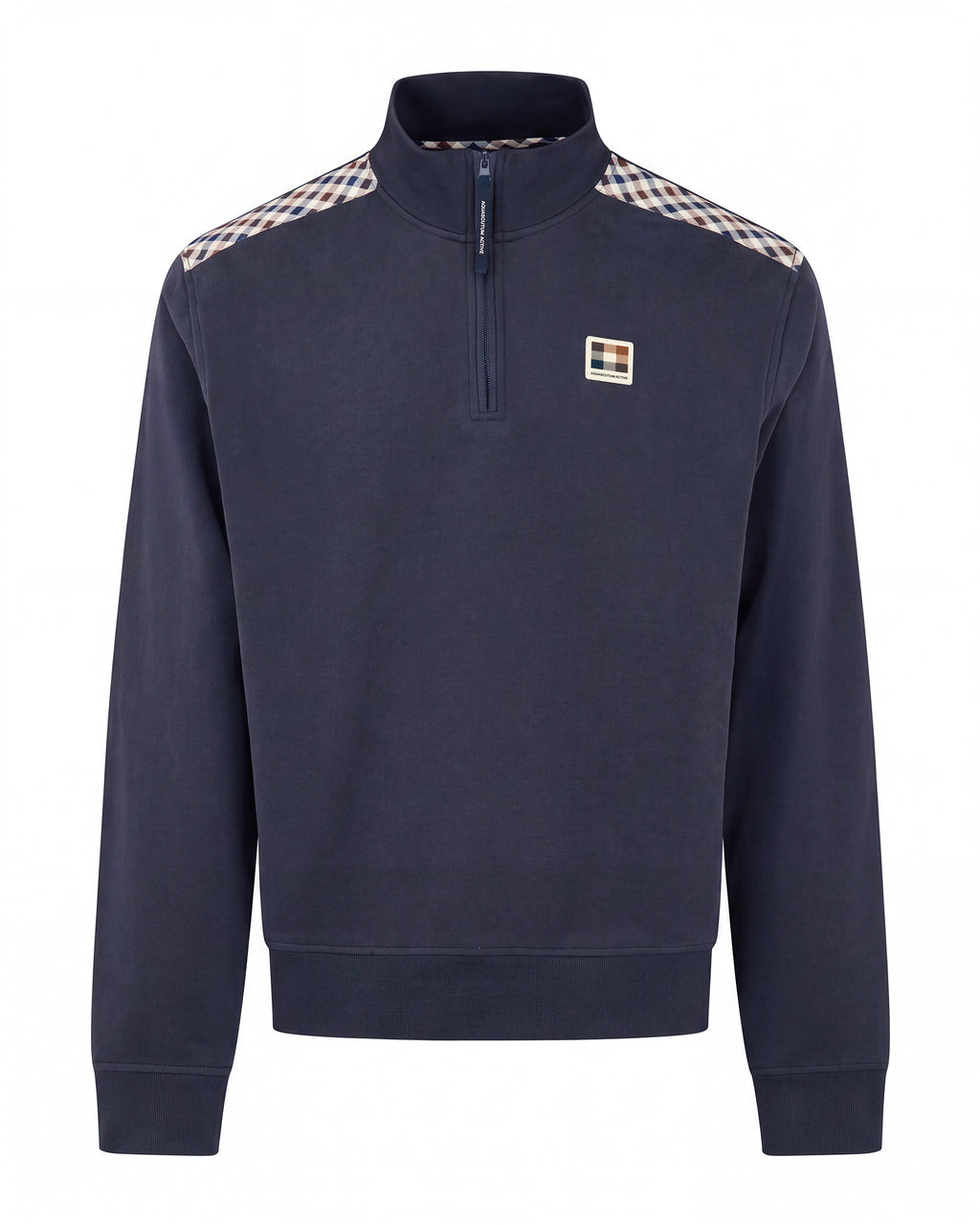 Felpa senza cappuccio Aquascutum Active CHECK SHOULDER 1/4 ZIP FLEECE