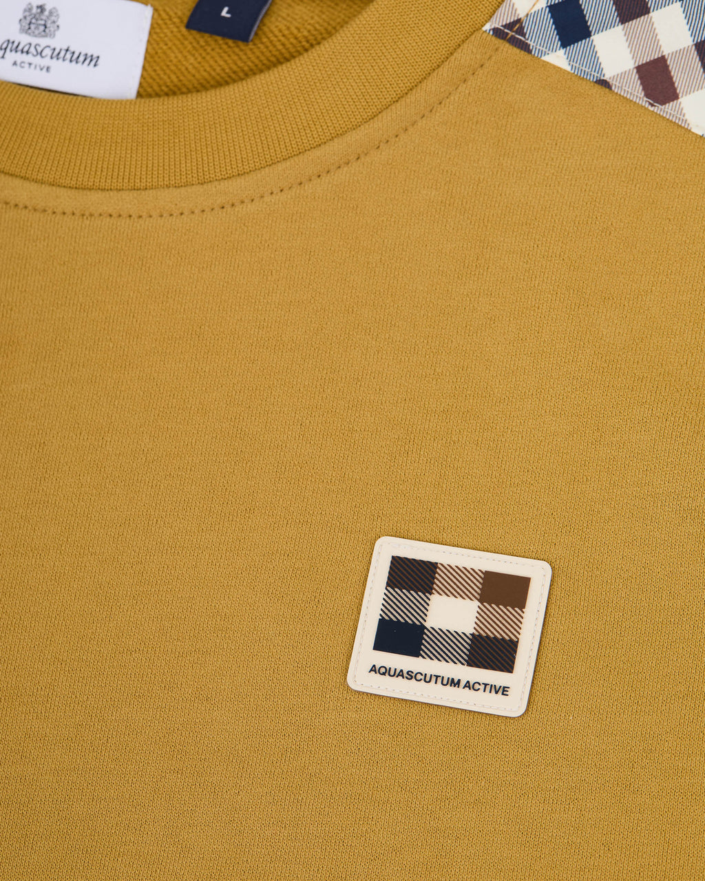Felpa senza cappuccio Aquascutum Active CHECK SHOULDER CREWNECK FLEECE
