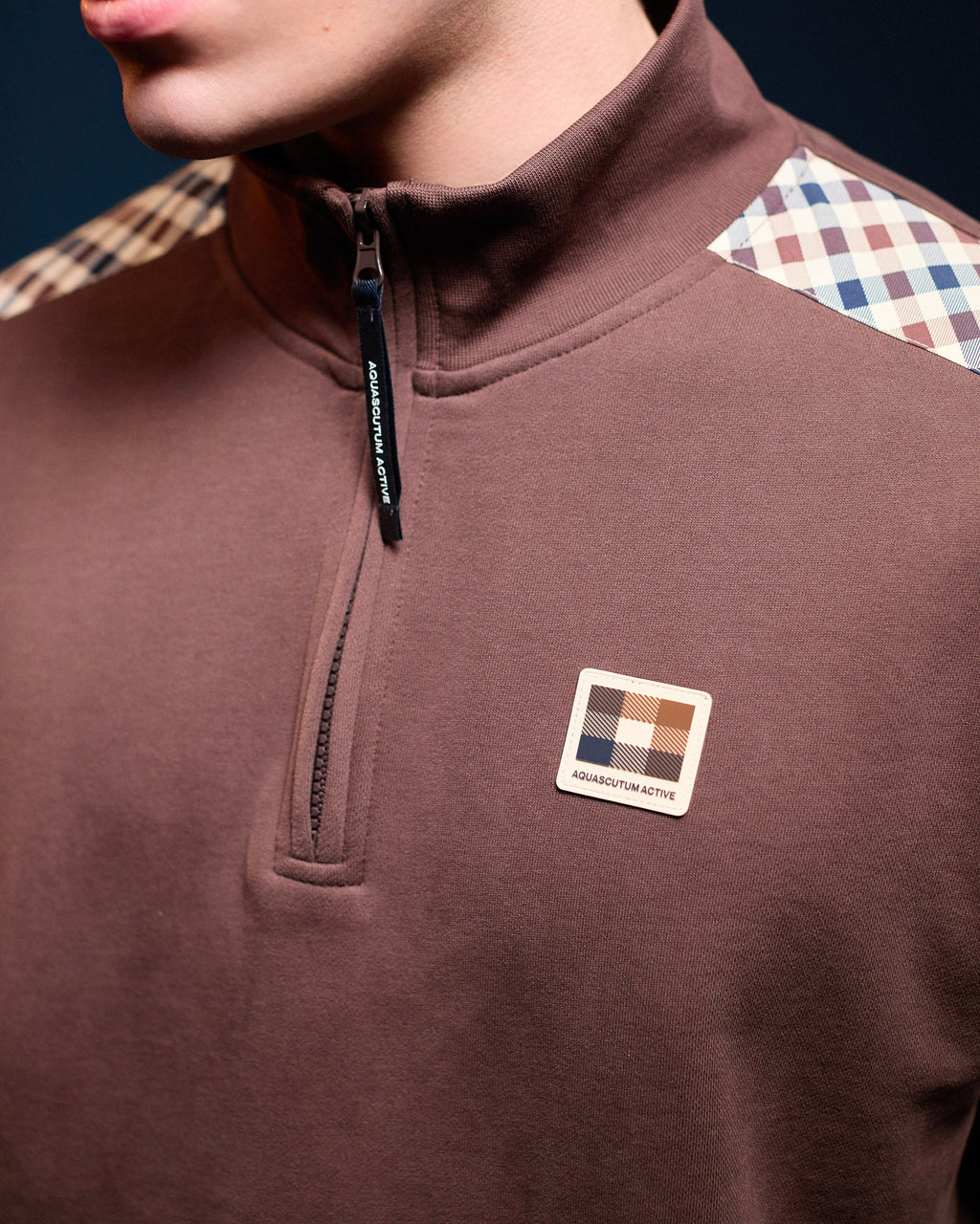 Sweatshirt Aquascutum Active CHECK SHOULDER 1/4 ZIP FLEECE