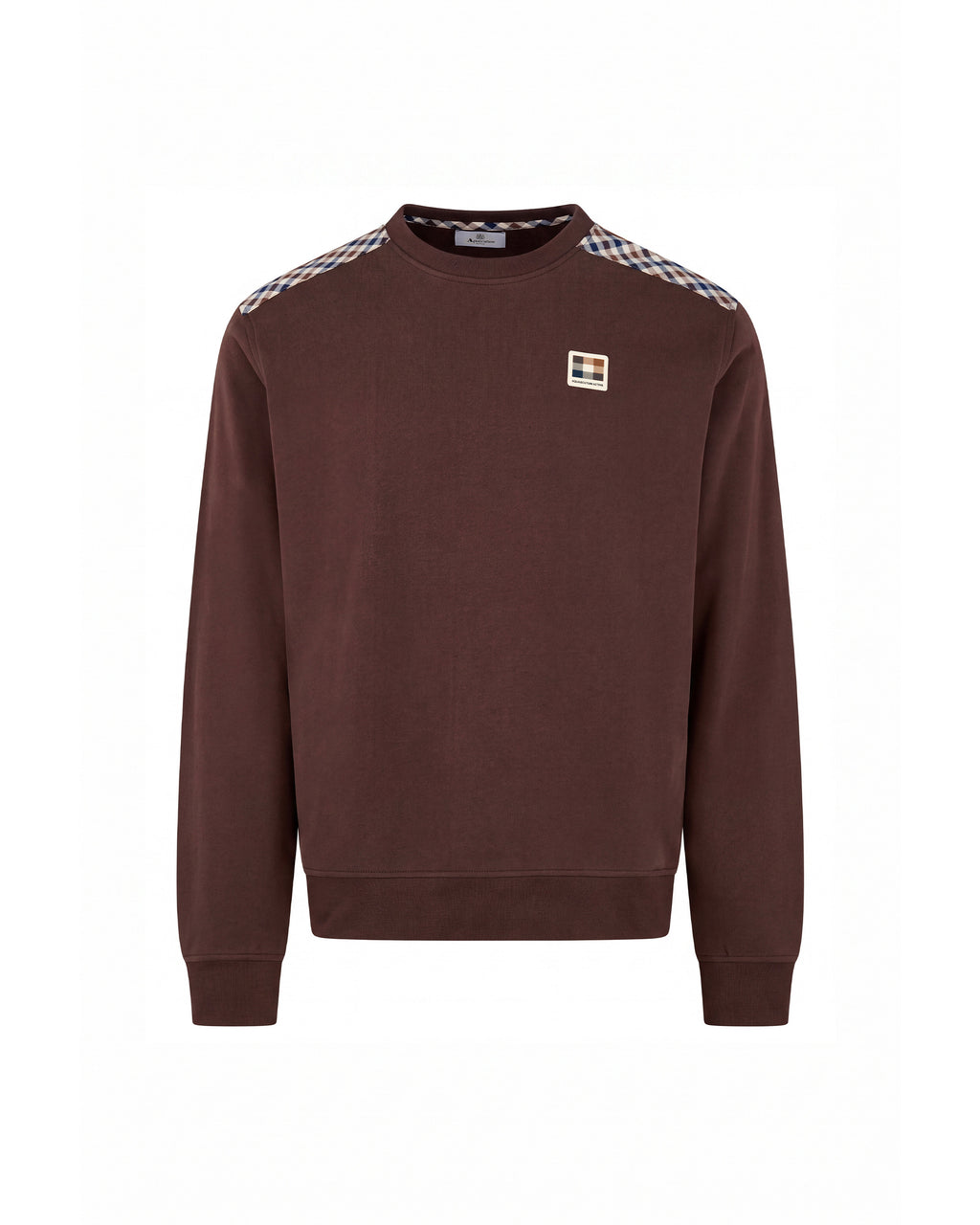 Felpa senza cappuccio Aquascutum Active CHECK SHOULDER CREWNECK FLEECE