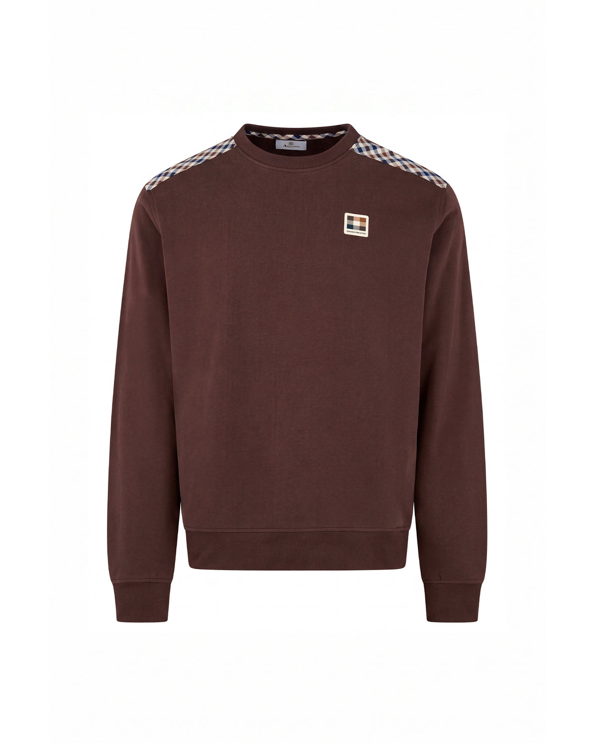 Felpa senza cappuccio Aquascutum Active CHECK SHOULDER CREWNECK FLEECE