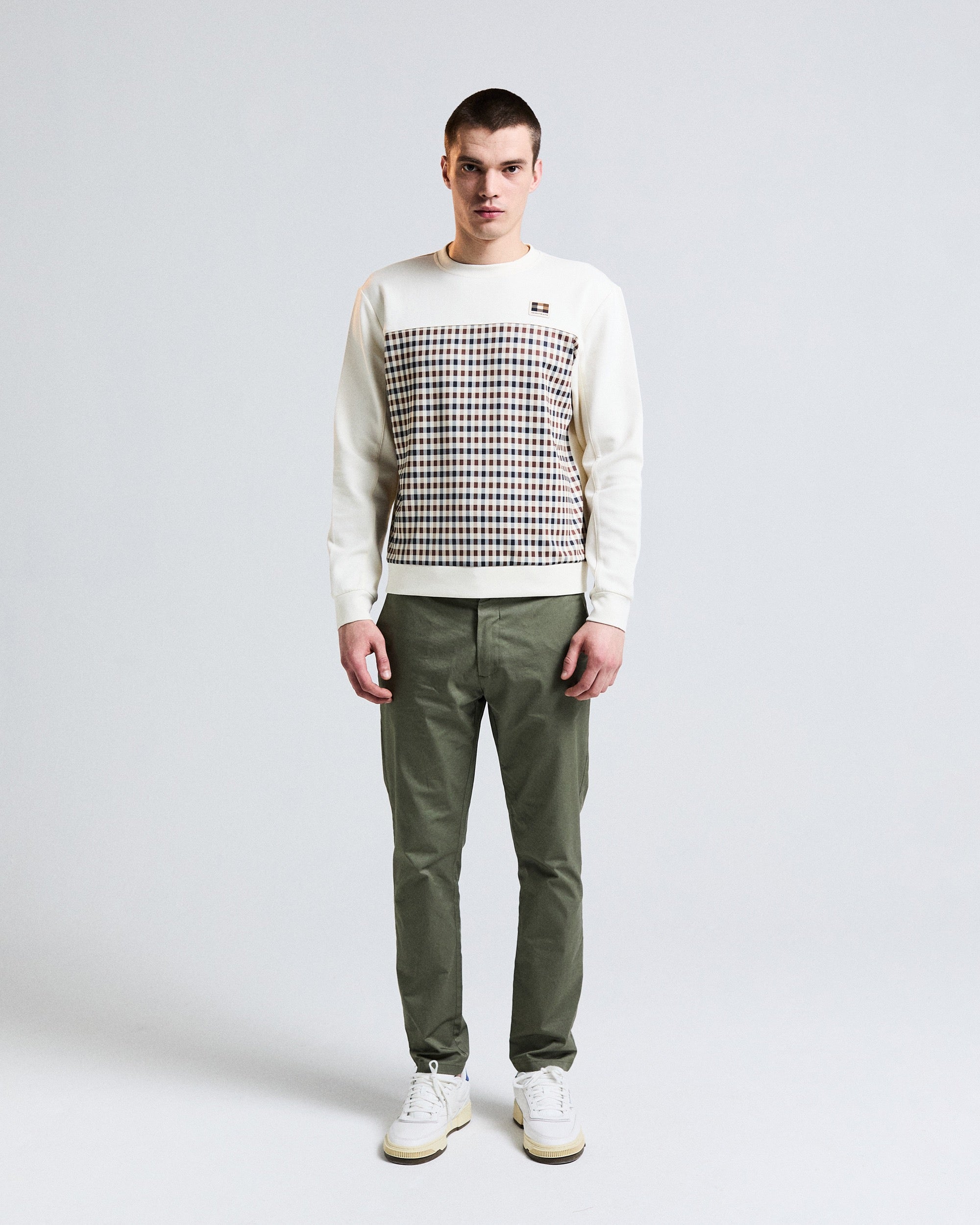 Felpa senza cappuccio Aquascutum Active CLUB CHECK CREWNECK