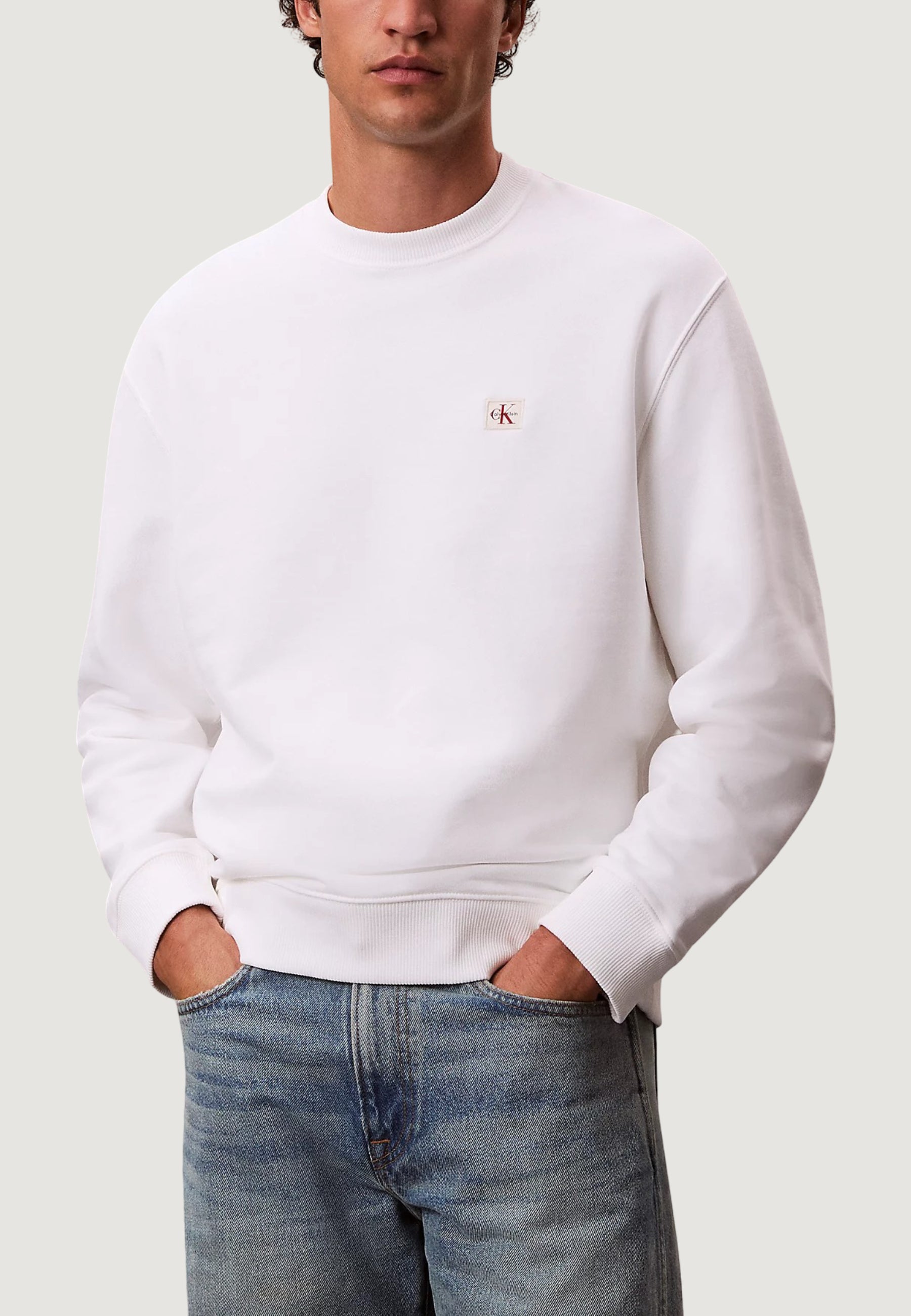 Felpa senza cappuccio Calvin Klein Jeans LS EU BADGE 350TERRY