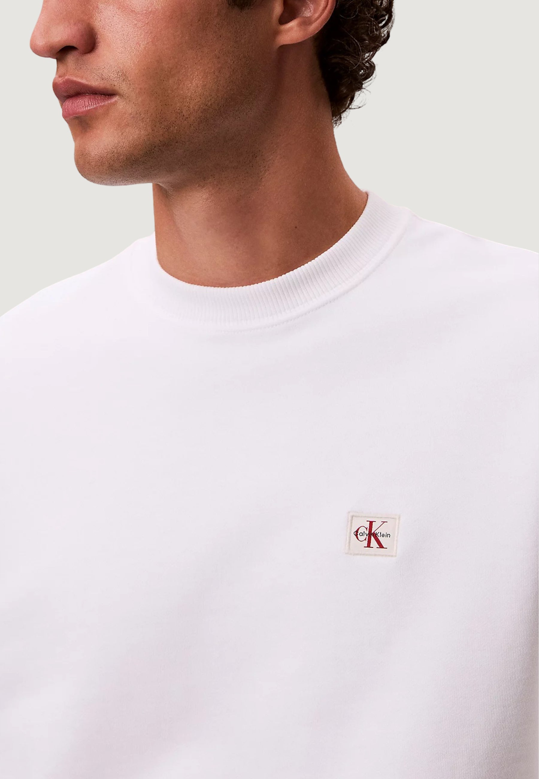 Felpa senza cappuccio Calvin Klein Jeans LS EU BADGE 350TERRY