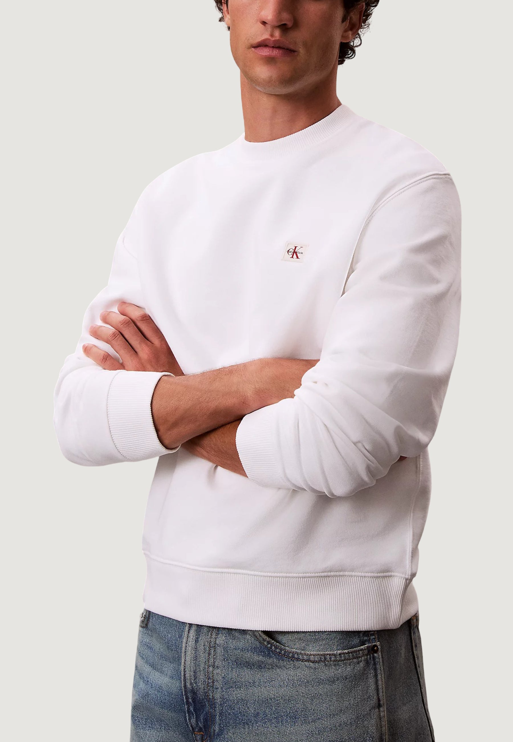 Felpa senza cappuccio Calvin Klein Jeans LS EU BADGE 350TERRY