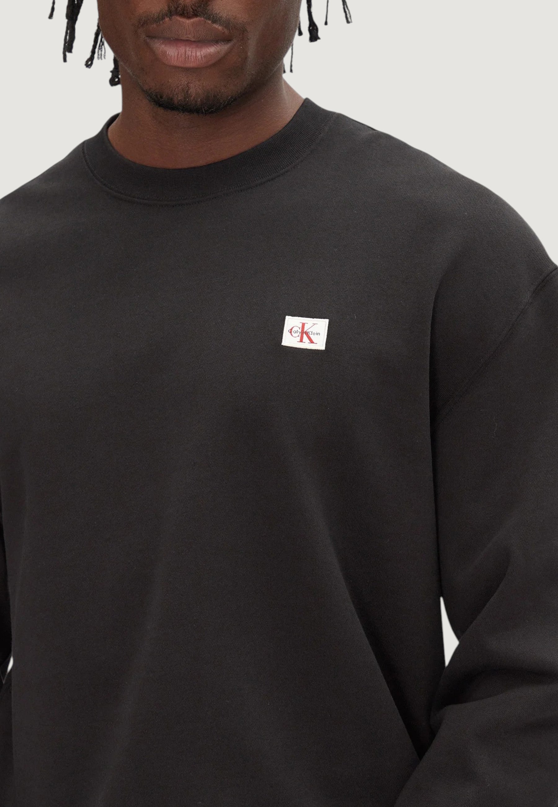 Felpa senza cappuccio Calvin Klein Jeans LS EU BADGE 350TERRY