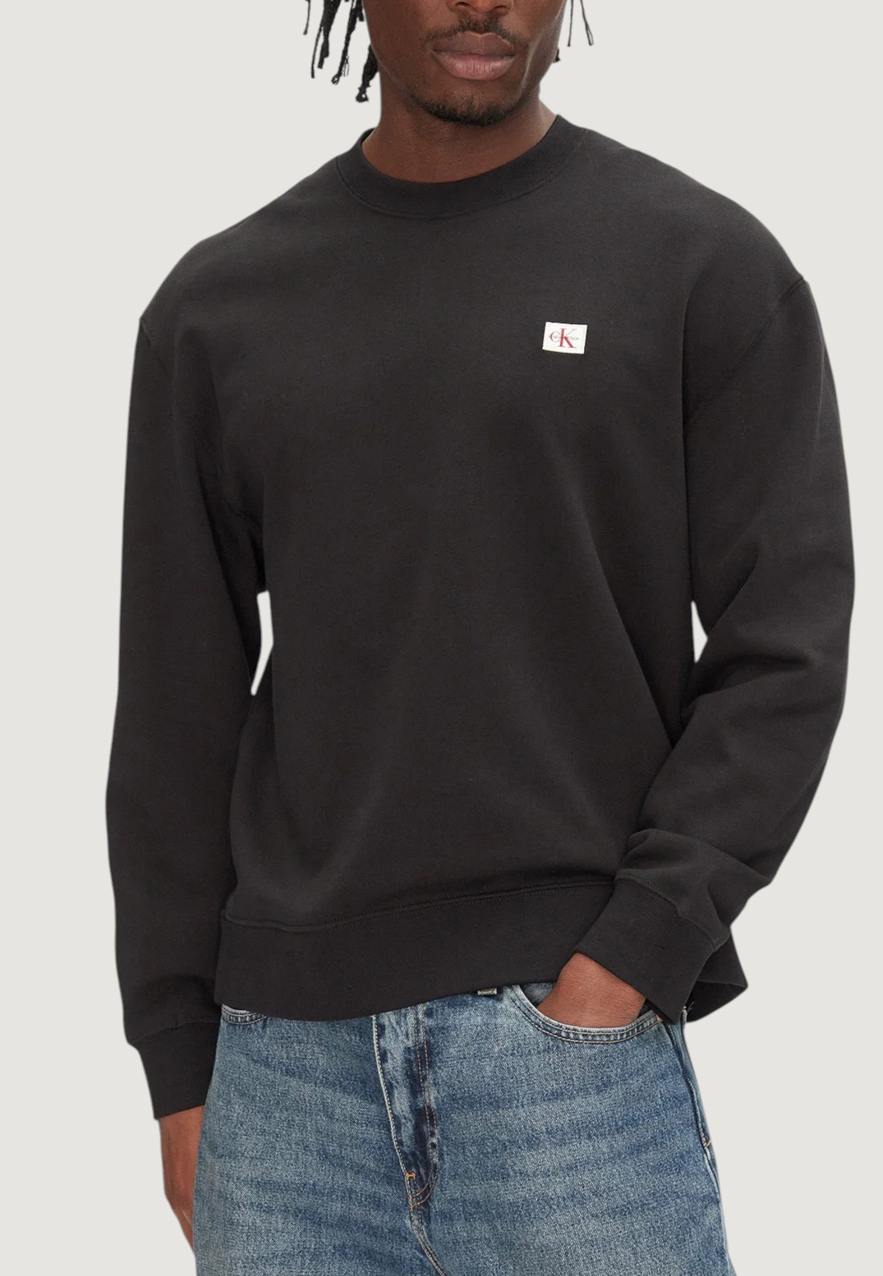 Felpa senza cappuccio Calvin Klein Jeans LS EU BADGE 350TERRY