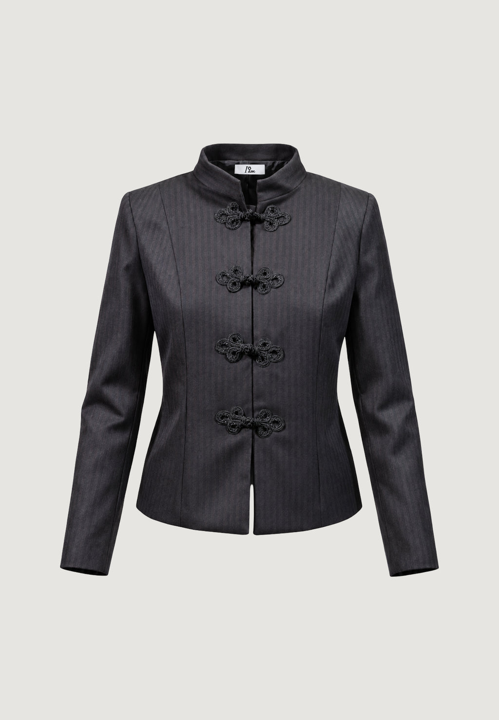 Suit jackets I am ROCKEFELLER PINSTRIPE MANDARIN BLAZER
