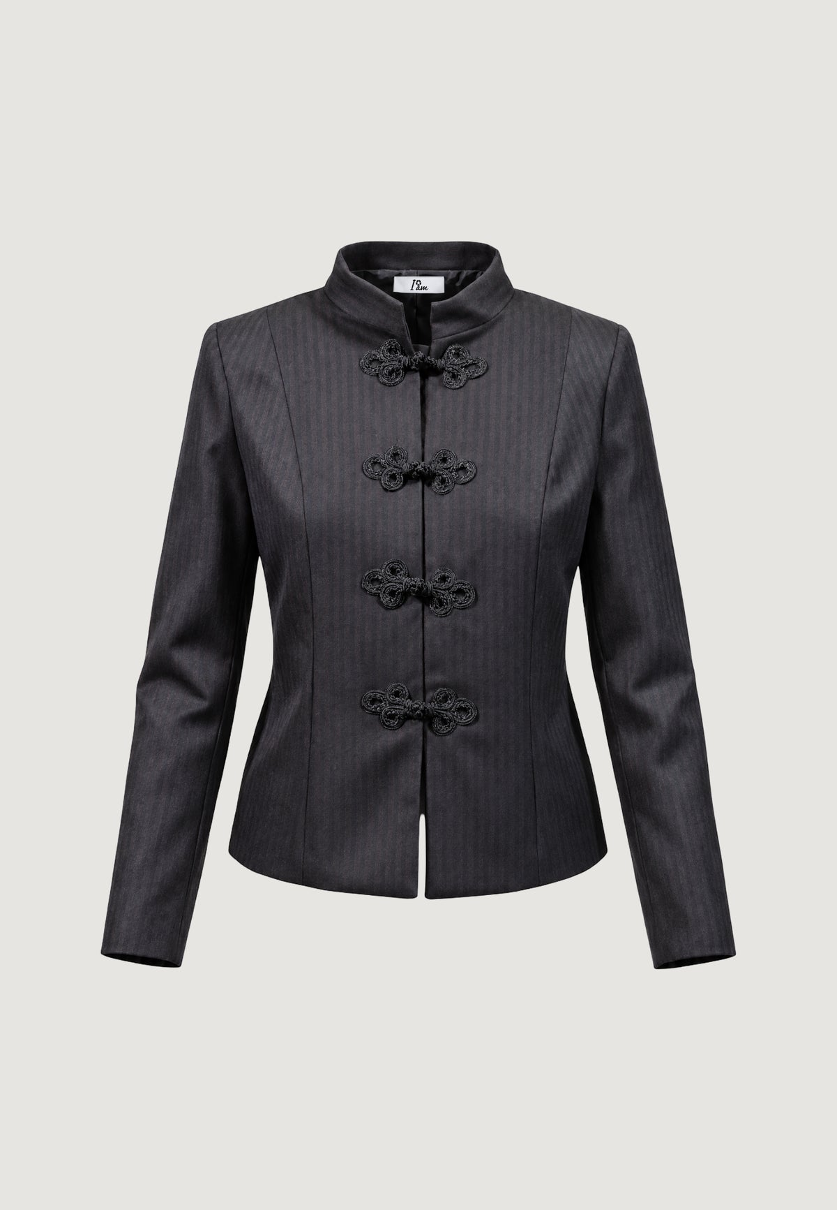Suit jackets I am ROCKEFELLER PINSTRIPE MANDARIN BLAZER