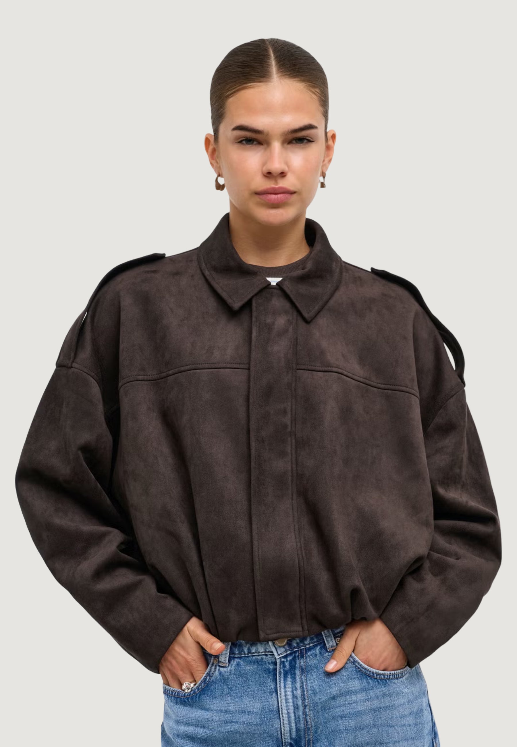 Jackets Only ONLMOON-STINA FAUX SUEDE BOMBER PNT NOOS
