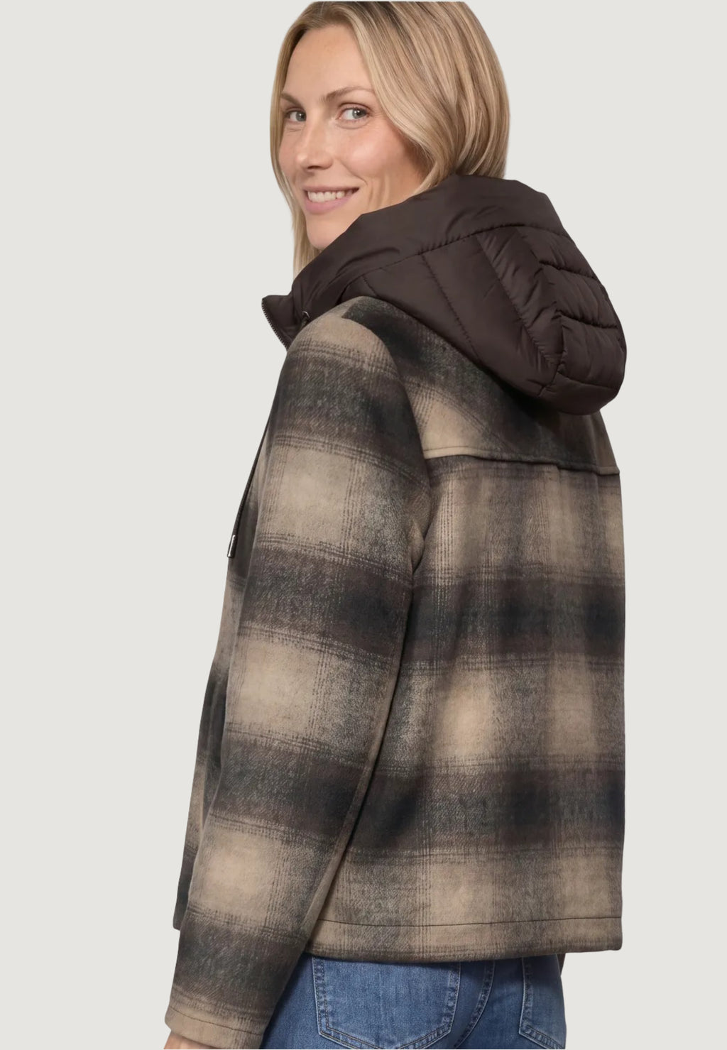 Jackets Street One Wool Mat Mix Check Coat w. Removable