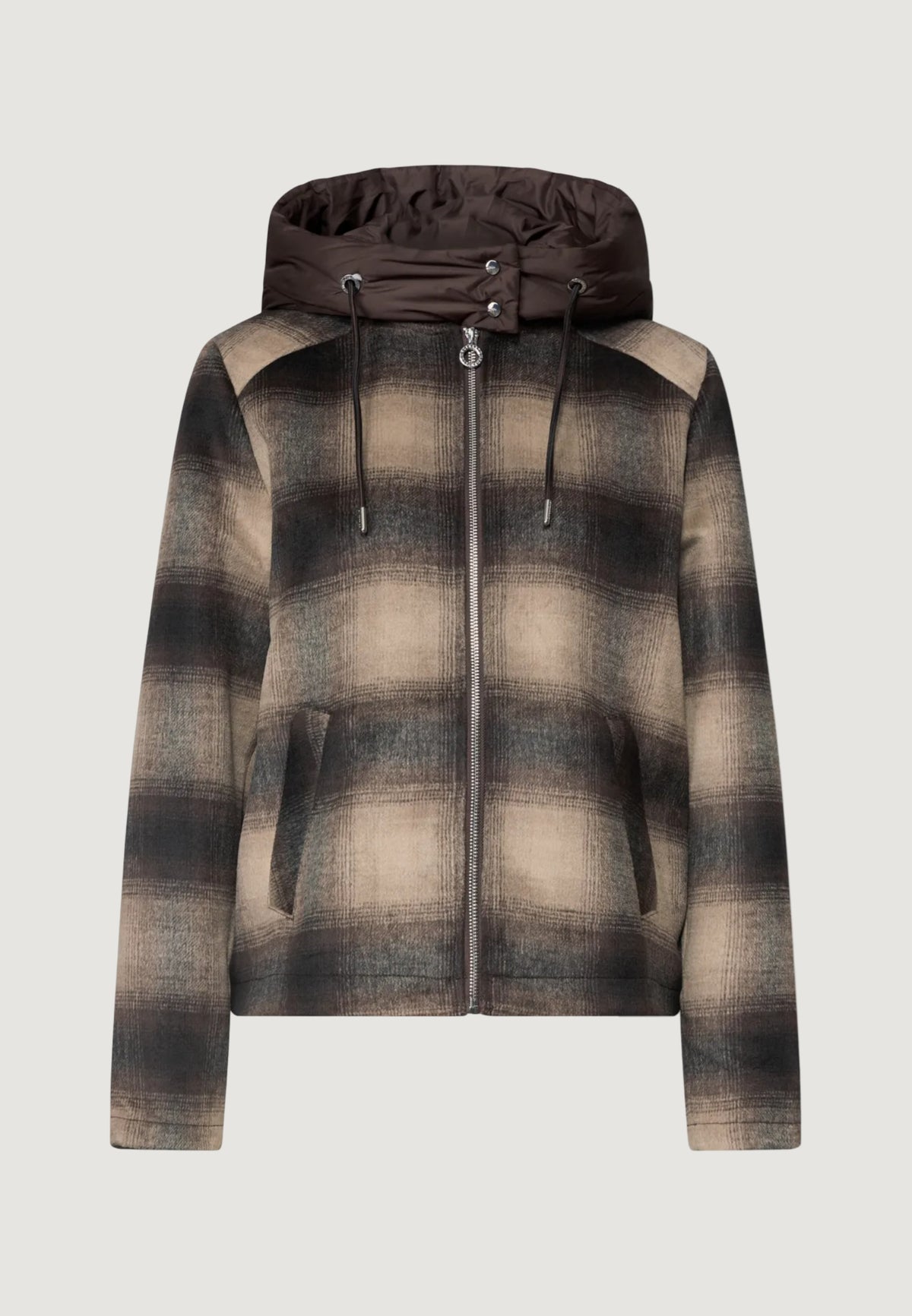 Jackets Street One Wool Mat Mix Check Coat w. Removable