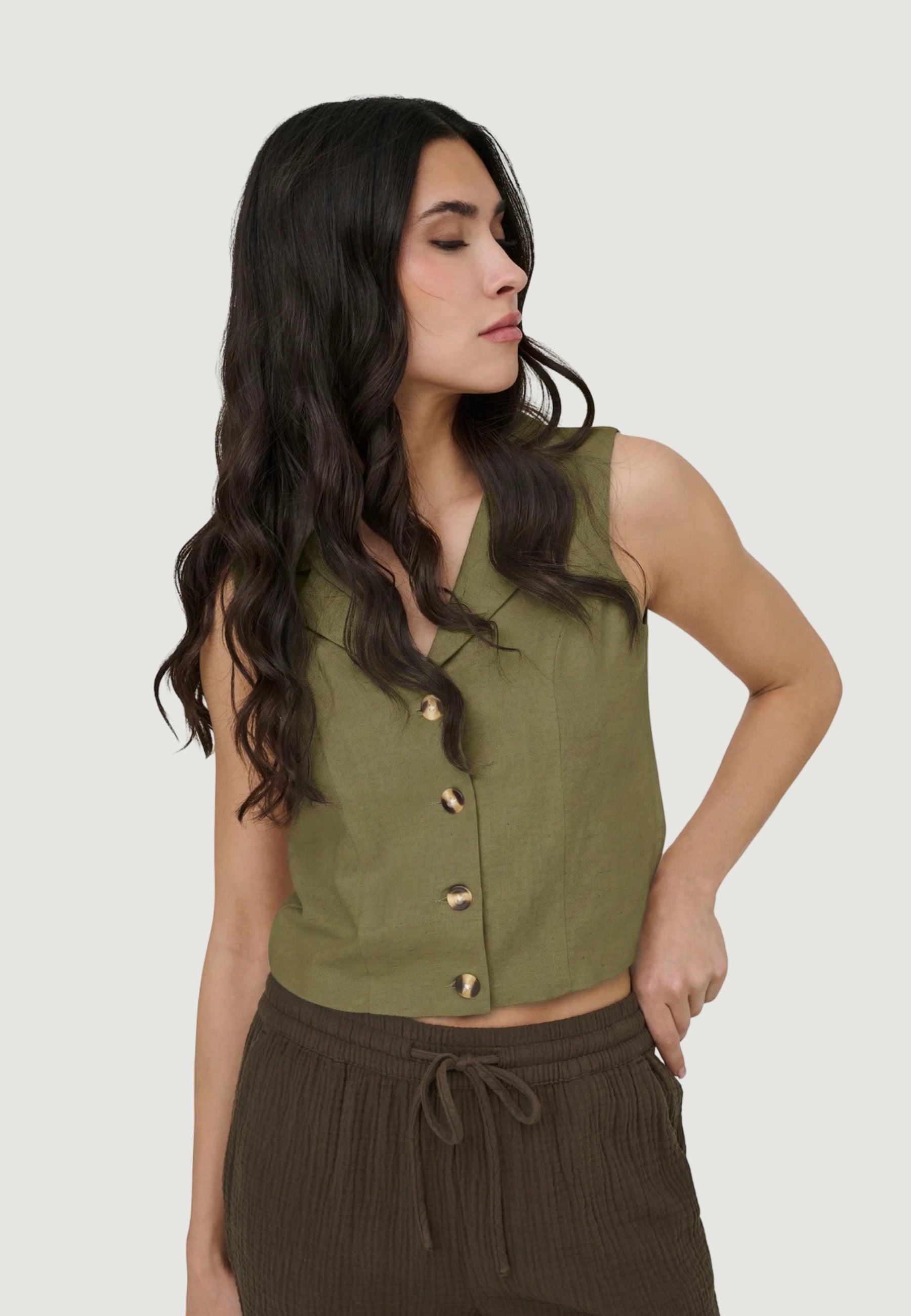 Gilet da completo Jacqueline de Yong Jdymilan Linen S/L Waistcoat Tlr