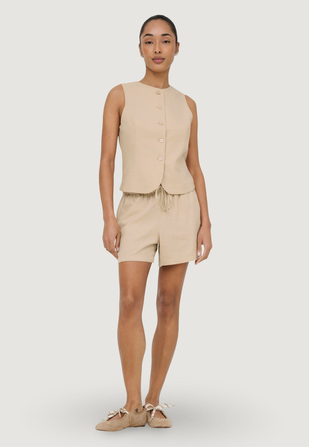 Gilet da completo Only Onlgoa S/L Linen Bl Waistcoat Cc Tlr