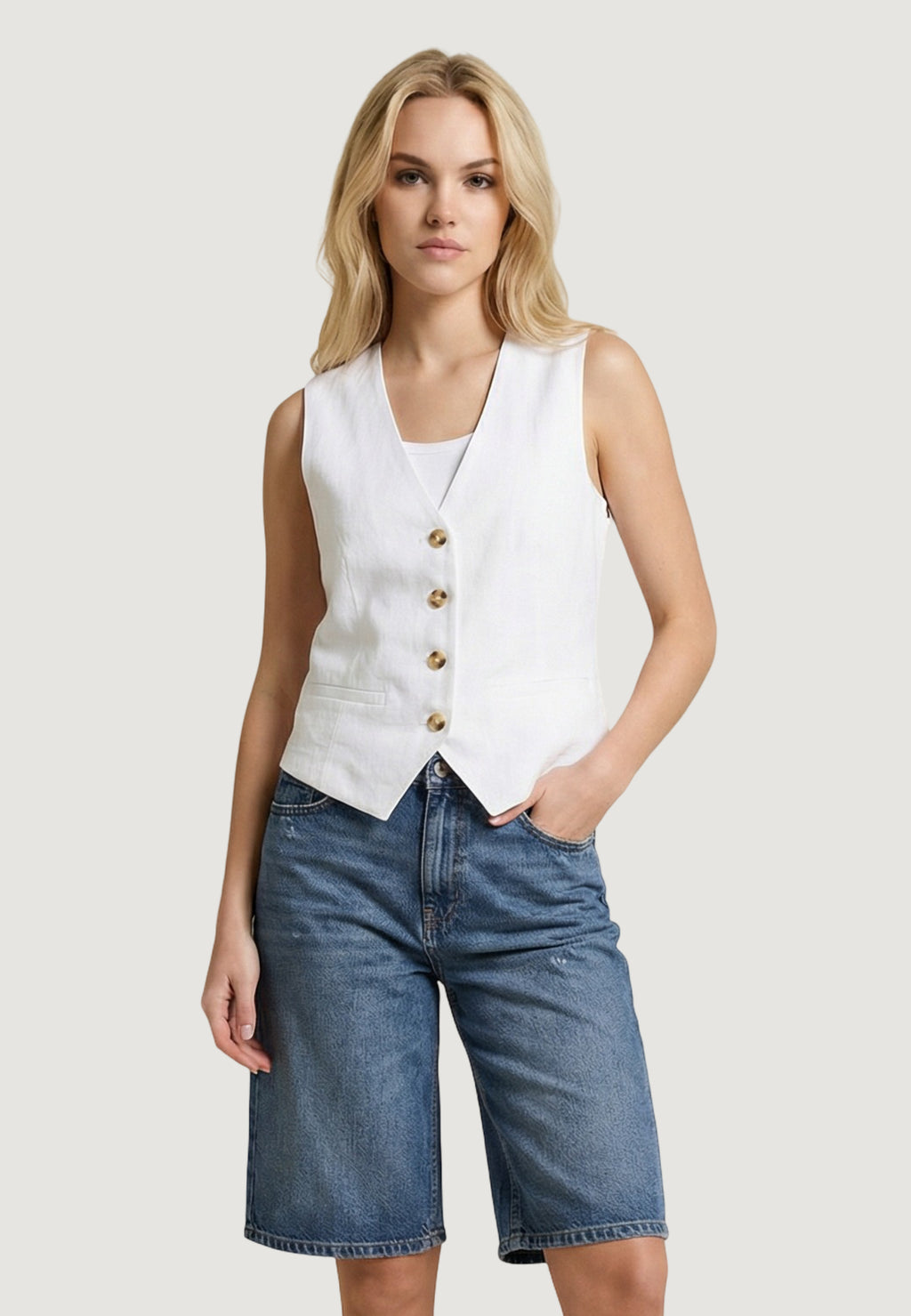 Gilet da completo Only Onlita S/L Linen Look Waistcoat Tlr