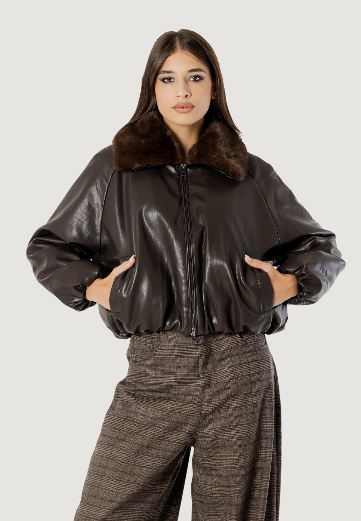 Giubbotto I am AMBRA FAUX LEATHER BOMBER