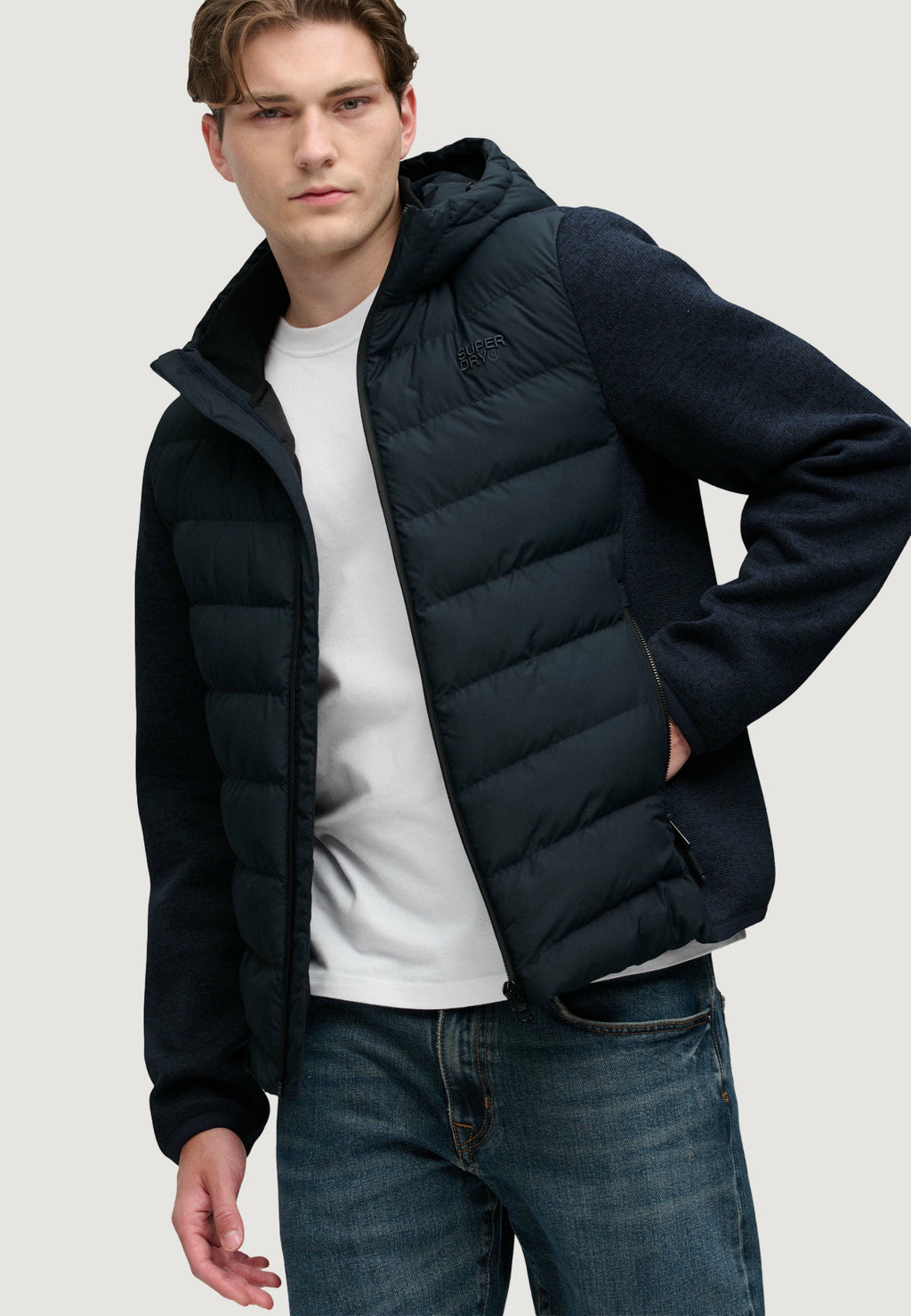 Jacket Superdry Hooded Storm Knit Hybrid Jkt