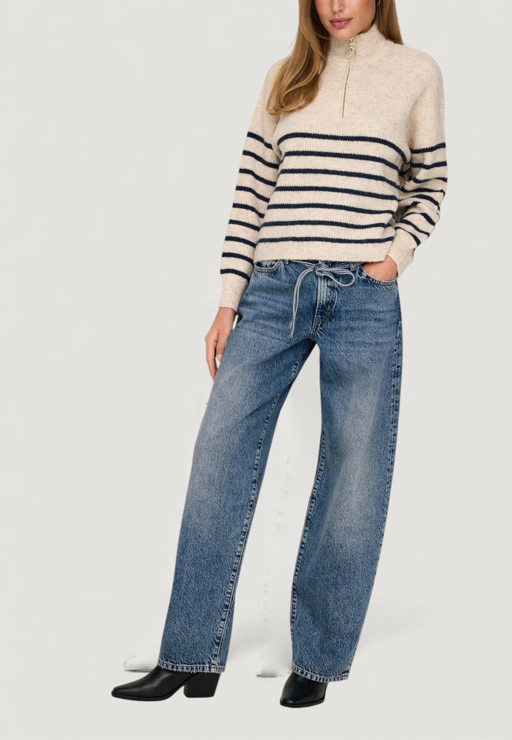 Bootcut jeans Only ONLGIANNA MW STRAIGHT DOT450 DNM NOOS