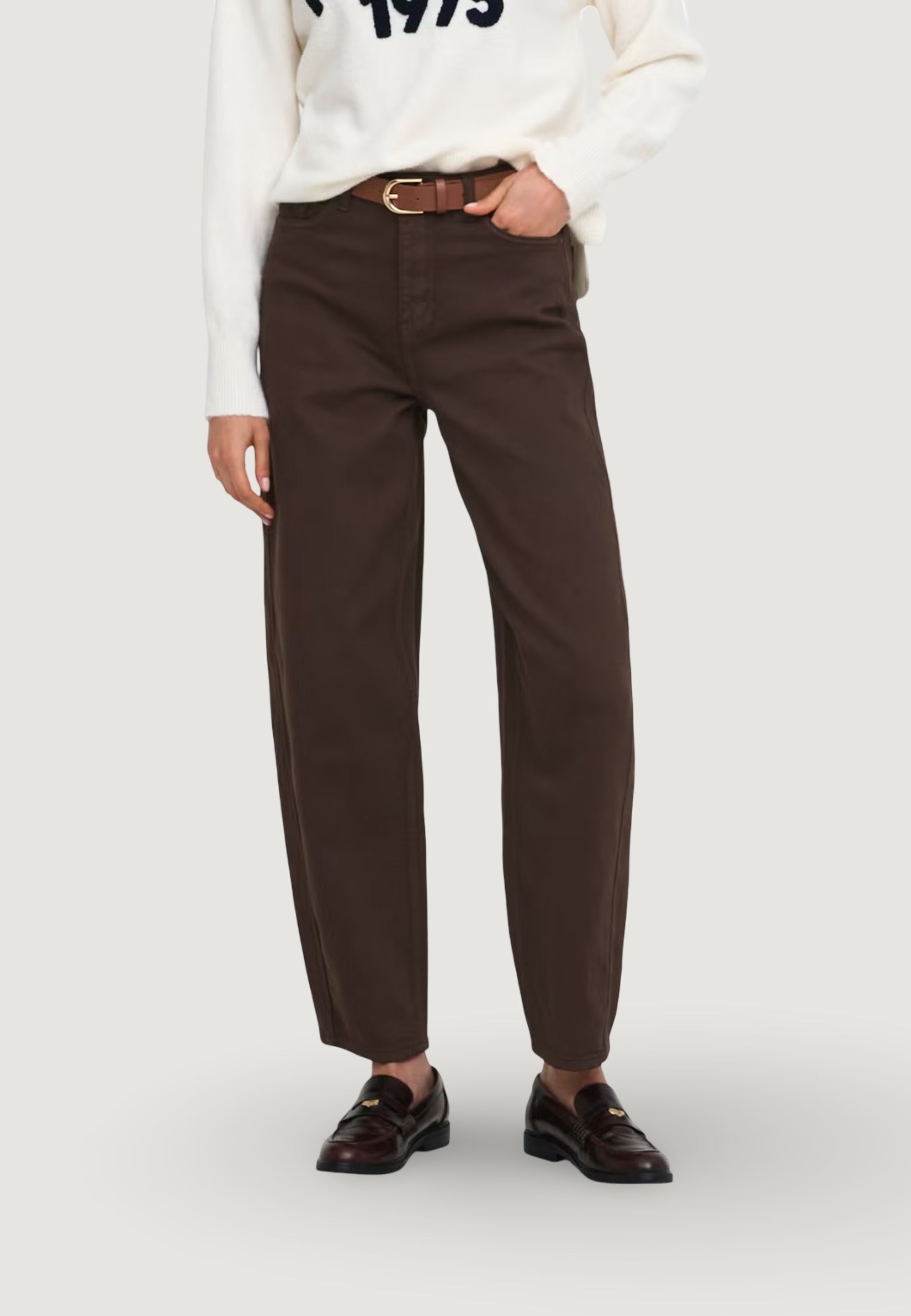 Jeans baggy Jacqueline de Yong Jdysusie Mw Barrel Brown 104 Dnm