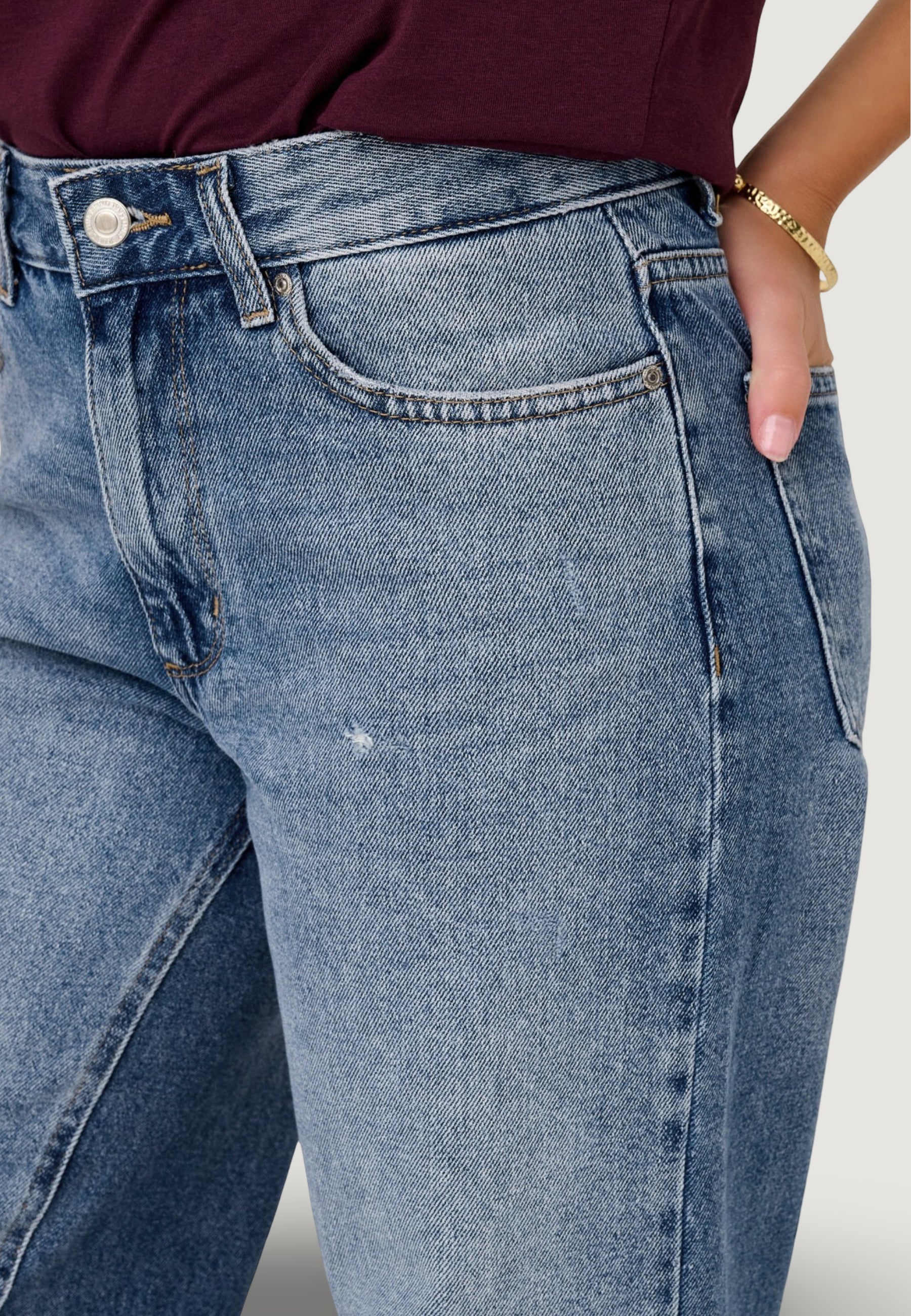 Baggy jeans Only ONLELLA MW WIDE FOLD UP DNM TAI519 NOOS