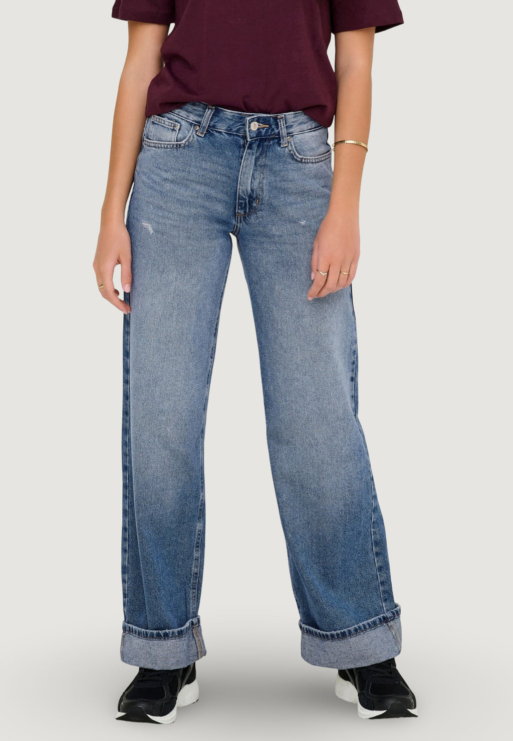 Baggy jeans Only ONLELLA MW WIDE FOLD UP DNM TAI519 NOOS