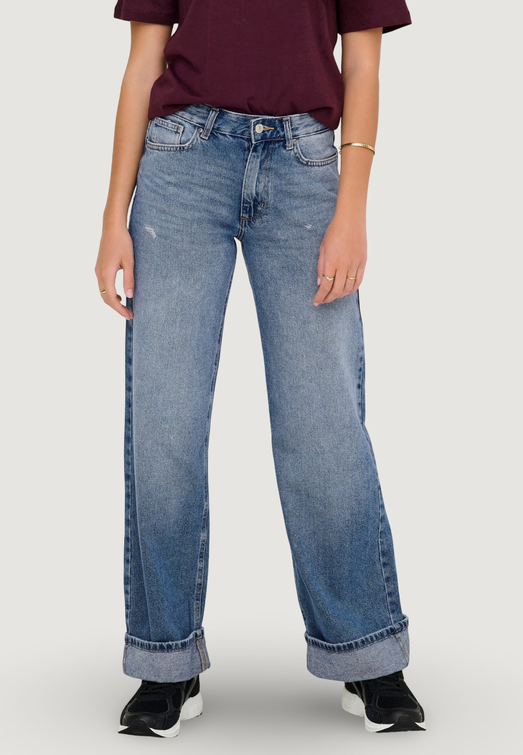 Baggy jeans Only ONLELLA MW WIDE FOLD UP DNM TAI519 NOOS