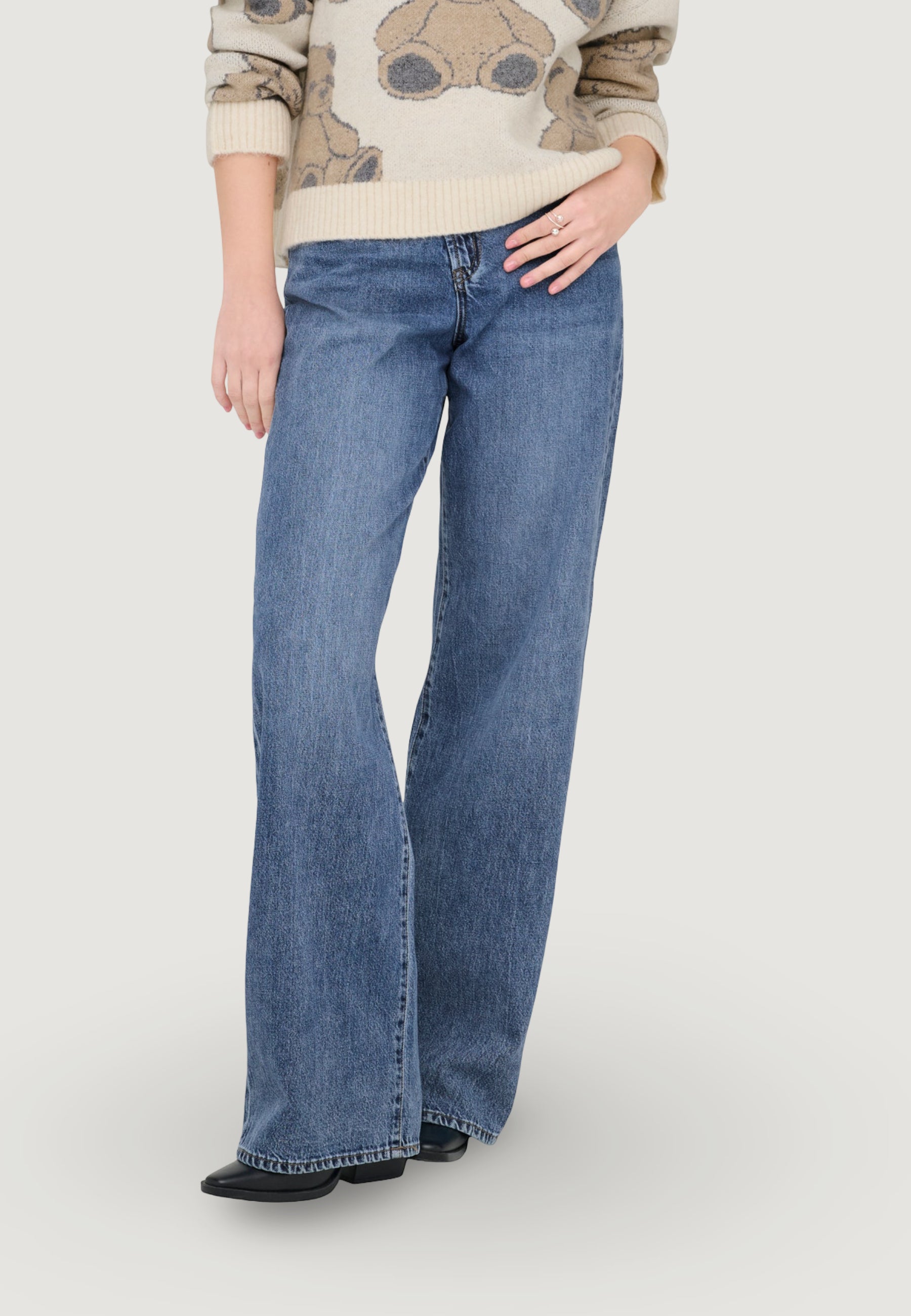 Jeans larghi Only Onlhope Mw Wideuneven Closure Dnm Pim