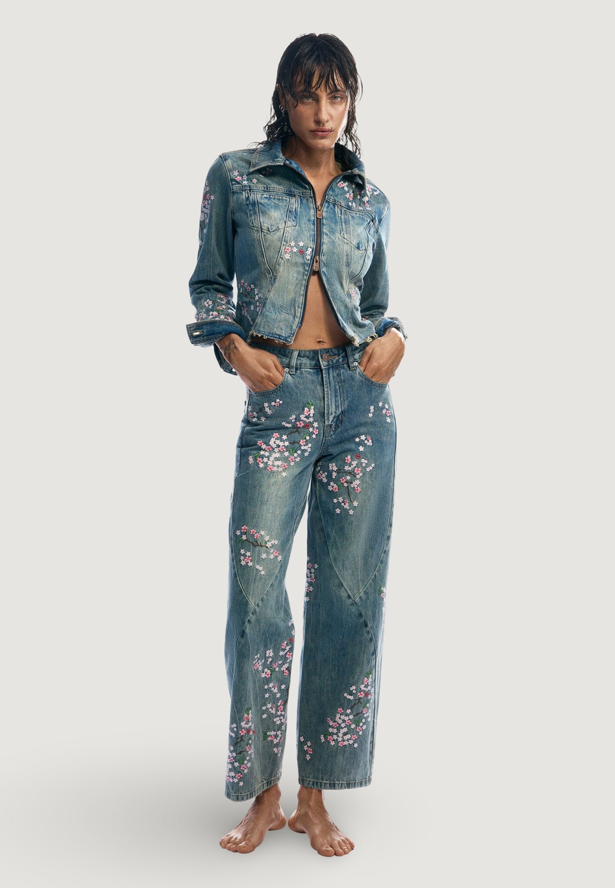 Jeans mom Desigual DENIM FLOWERS JAPANESE