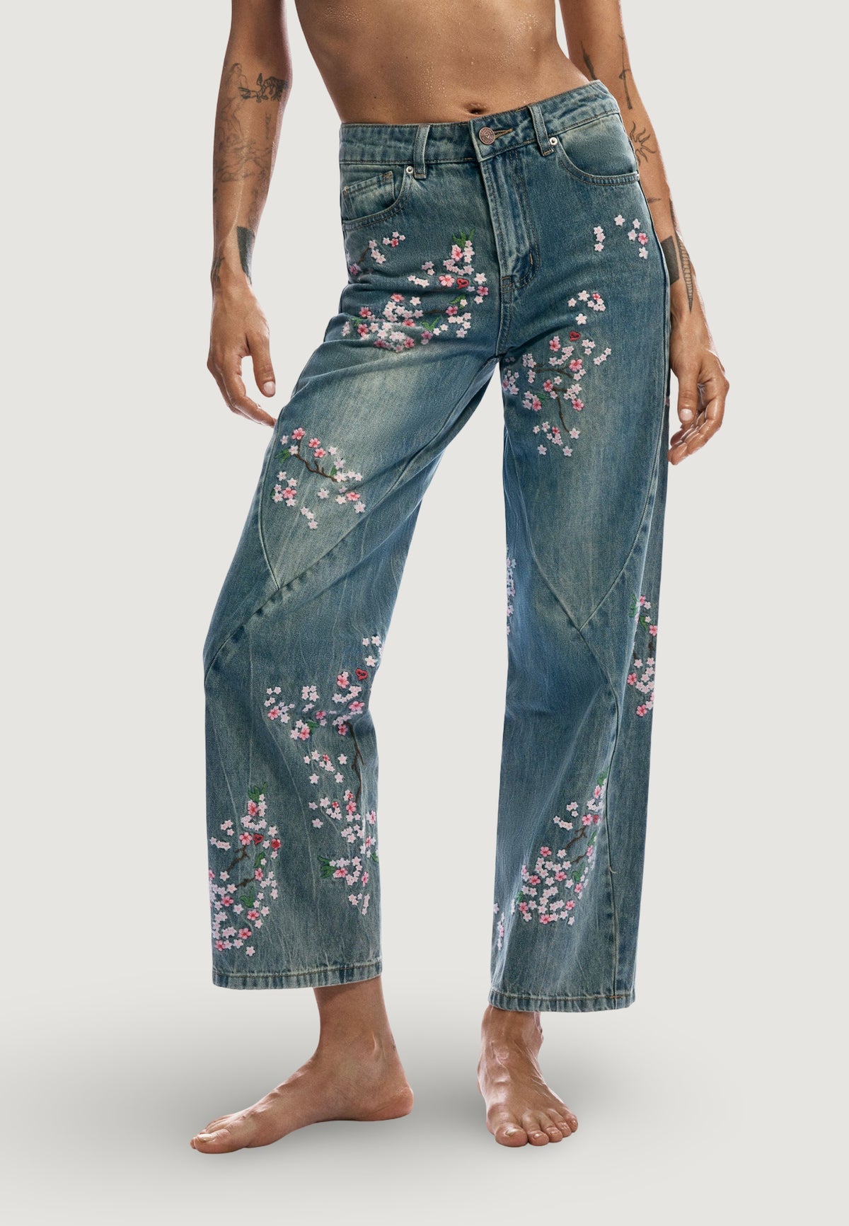 Jeans mom Desigual DENIM FLOWERS JAPANESE