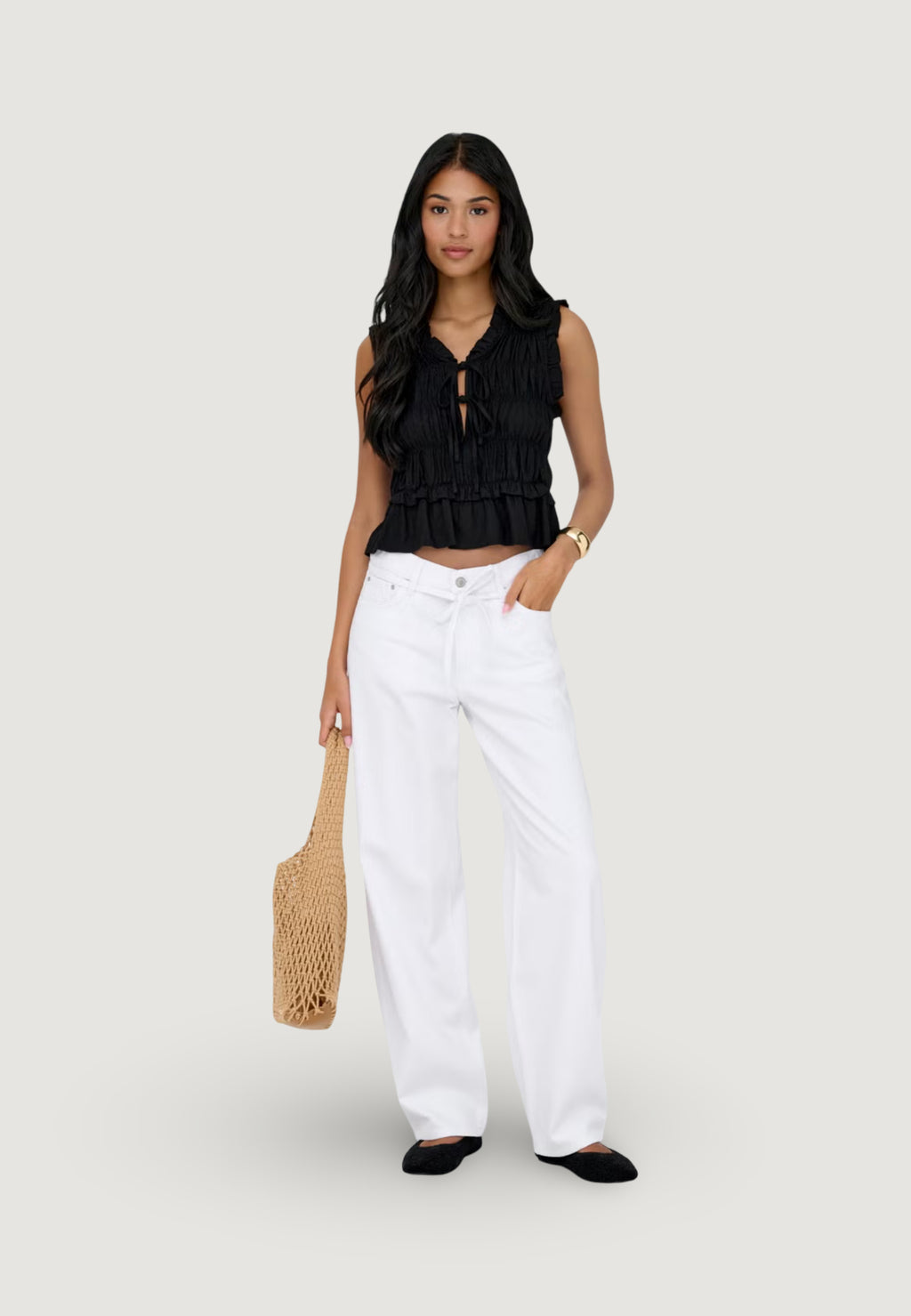 Mom jeans Only ONLGIANNA MW STRAIGHT DOT DNM NOOS