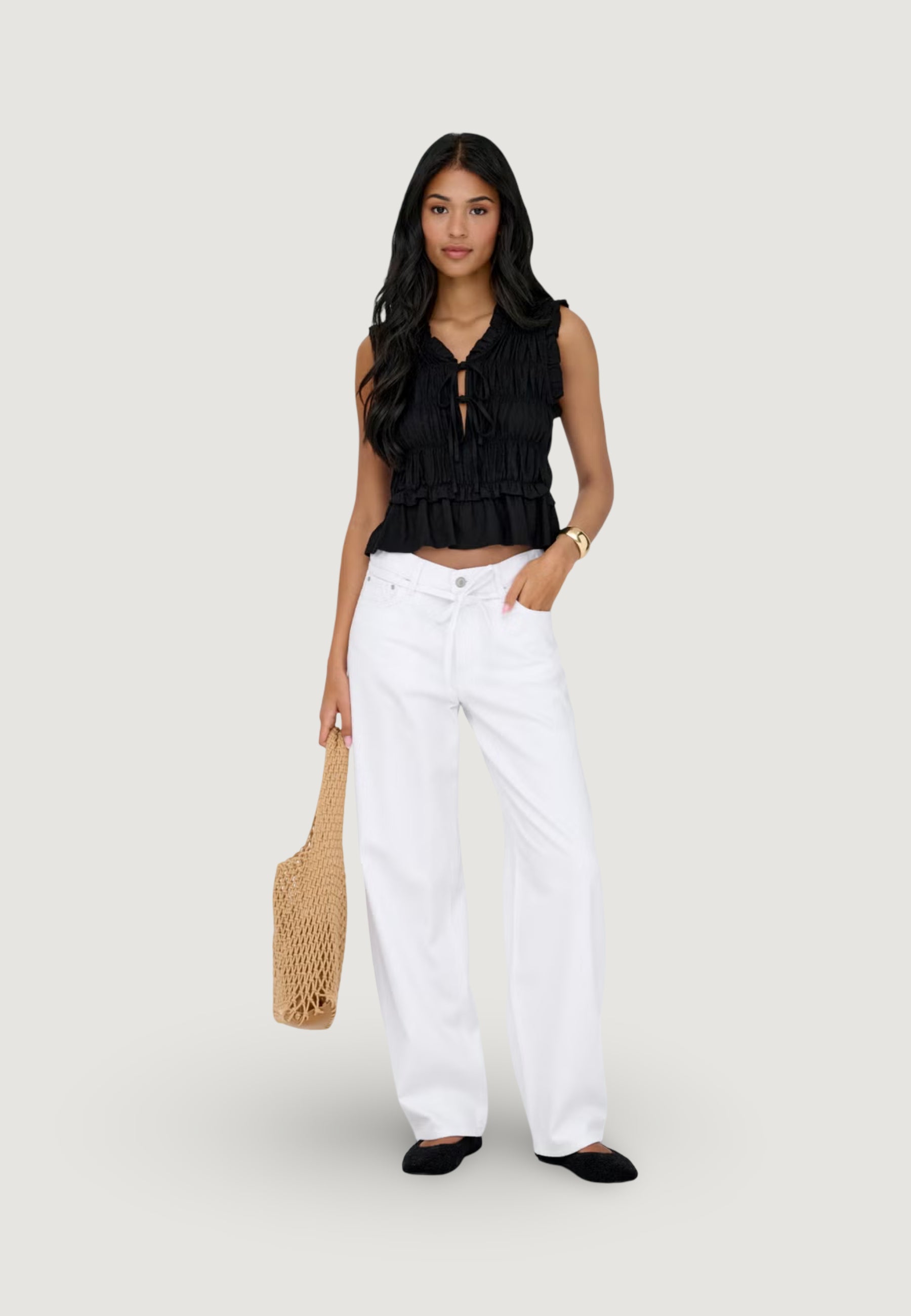 Mom jeans Only ONLGIANNA MW STRAIGHT DOT DNM NOOS
