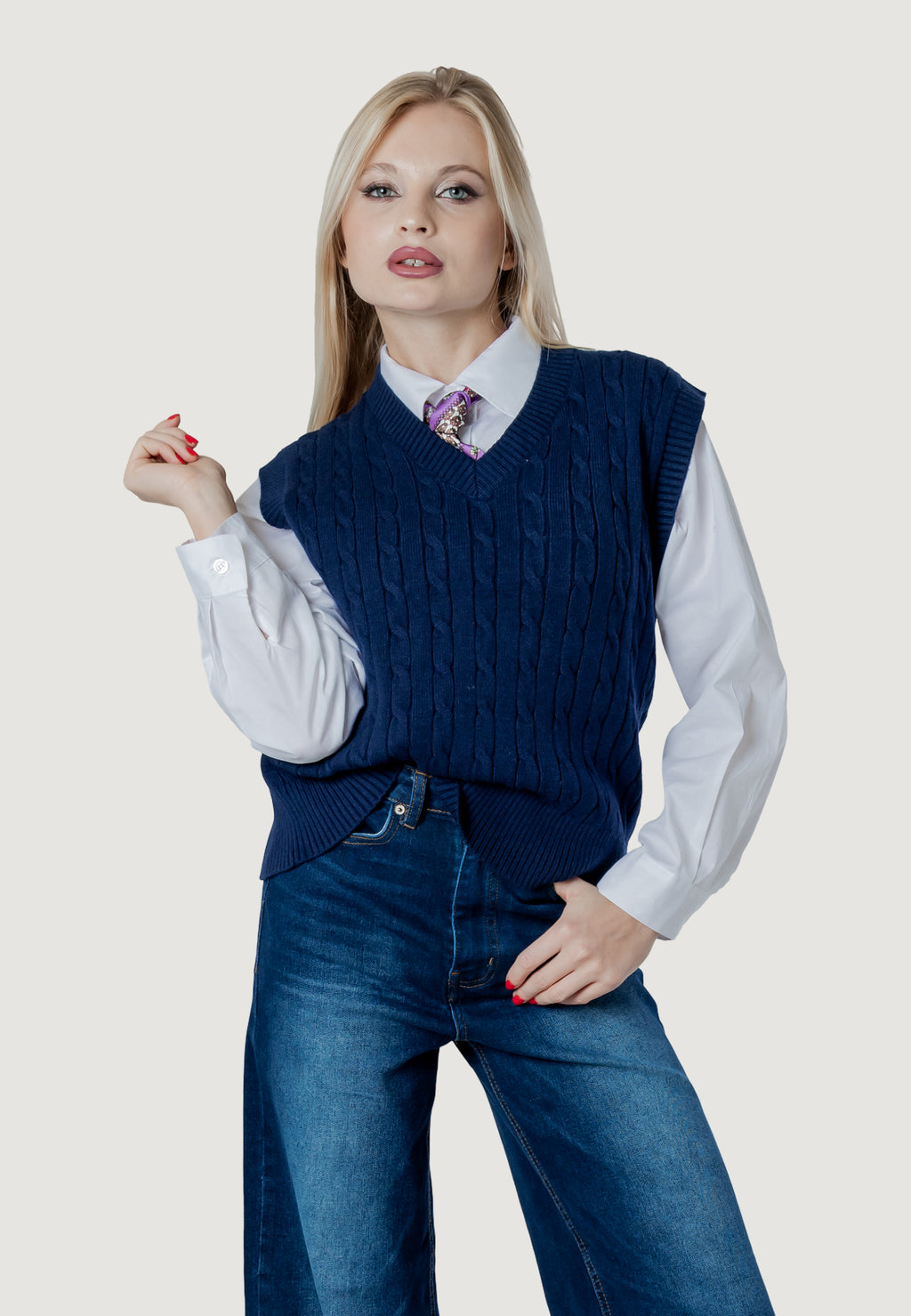 Maglia gilet I am ortensia cable vest