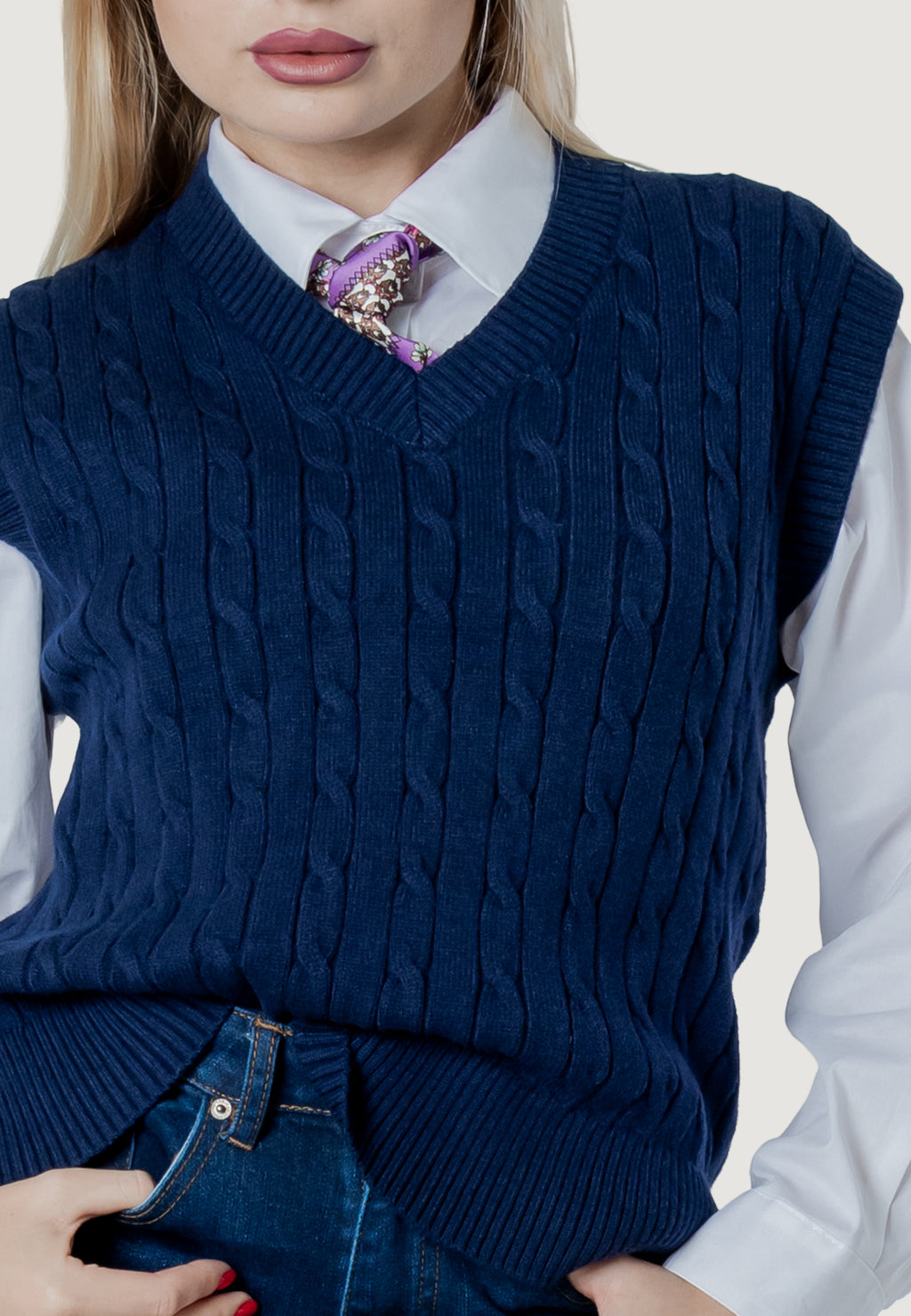 Maglia gilet I am ortensia cable vest