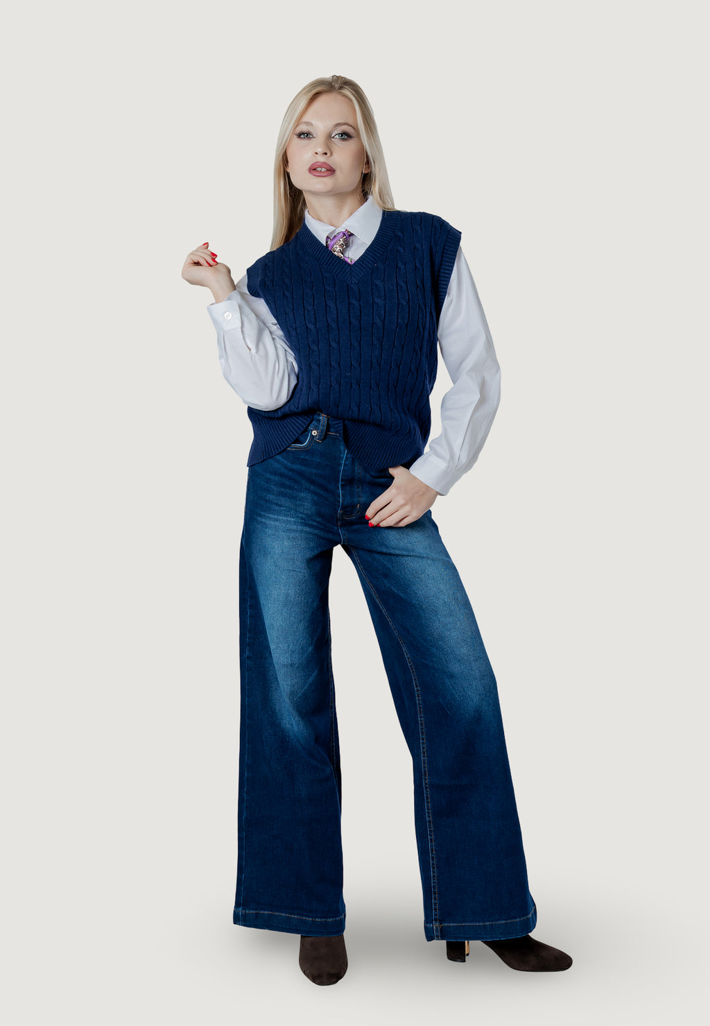 Maglia gilet I am ortensia cable vest