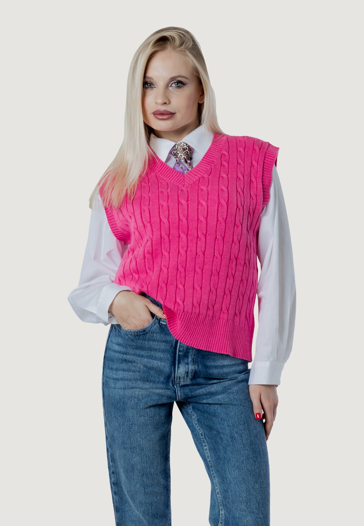 Maglia gilet I am ortensia cable vest