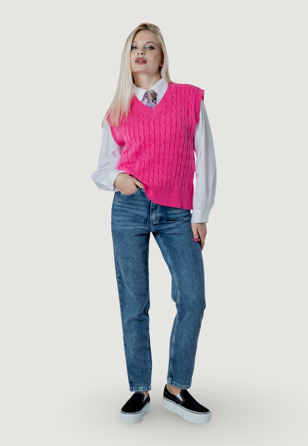 Maglia gilet I am ortensia cable vest