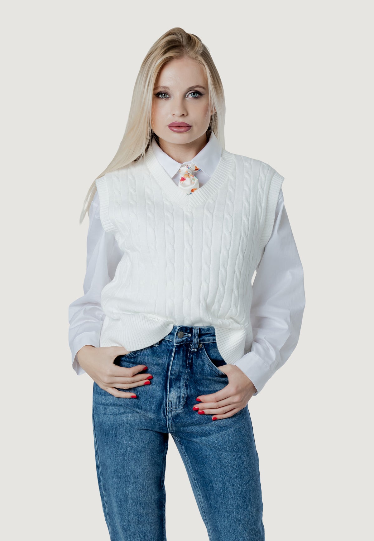 Maglia gilet I am ortensia cable vest