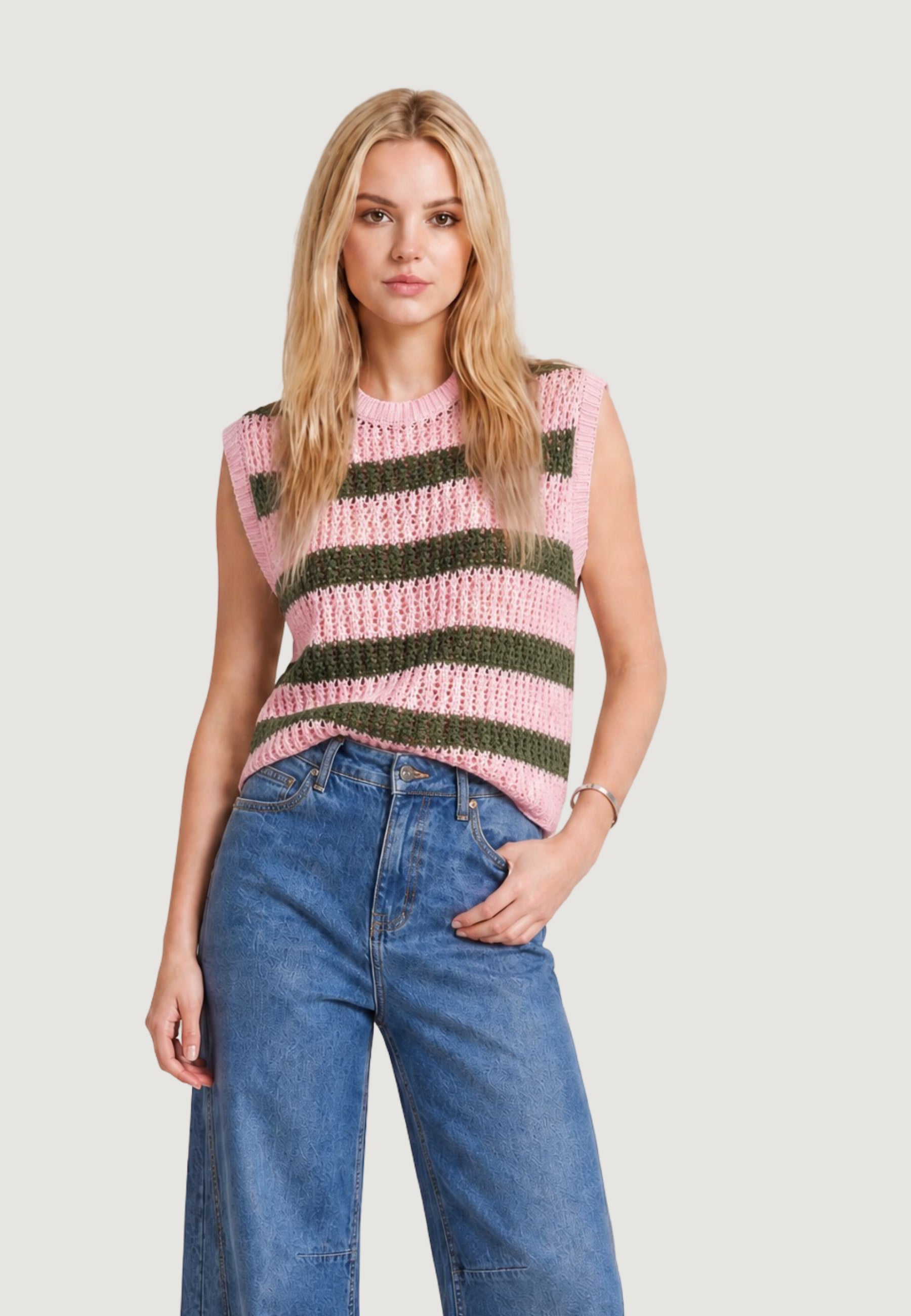 Maglia gilet I am Canotta Cotone Rigata