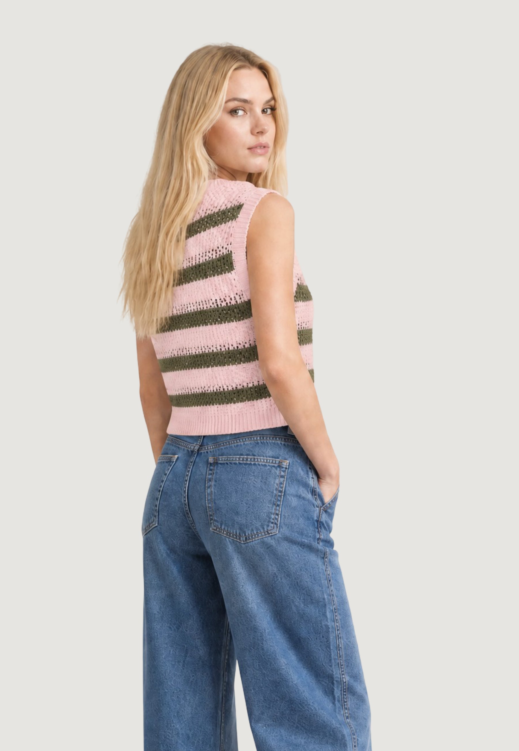 Maglia gilet I am Canotta Cotone Rigata