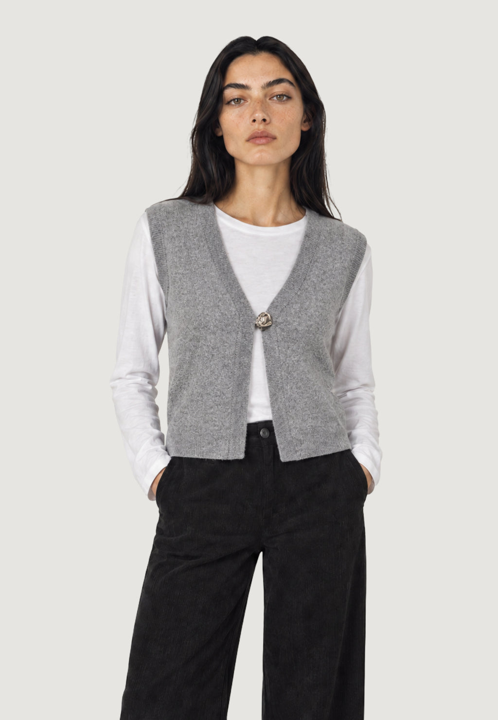 Vest sweater Jacqueline de Yong Jdybrilliant Life S/L Onebutton Vest Knt