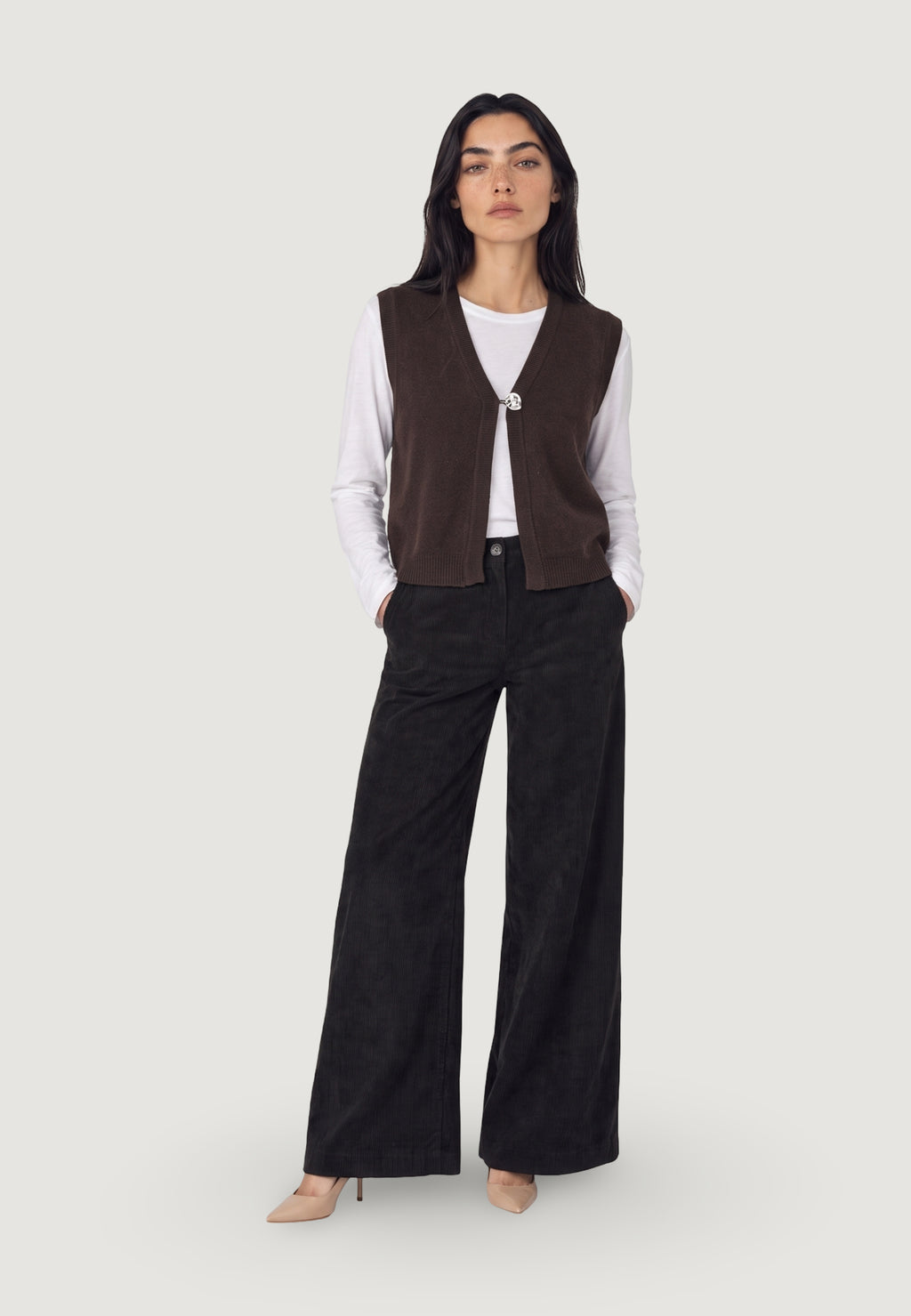 Vest sweater Jacqueline de Yong Jdybrilliant Life S/L Onebutton Vest Knt