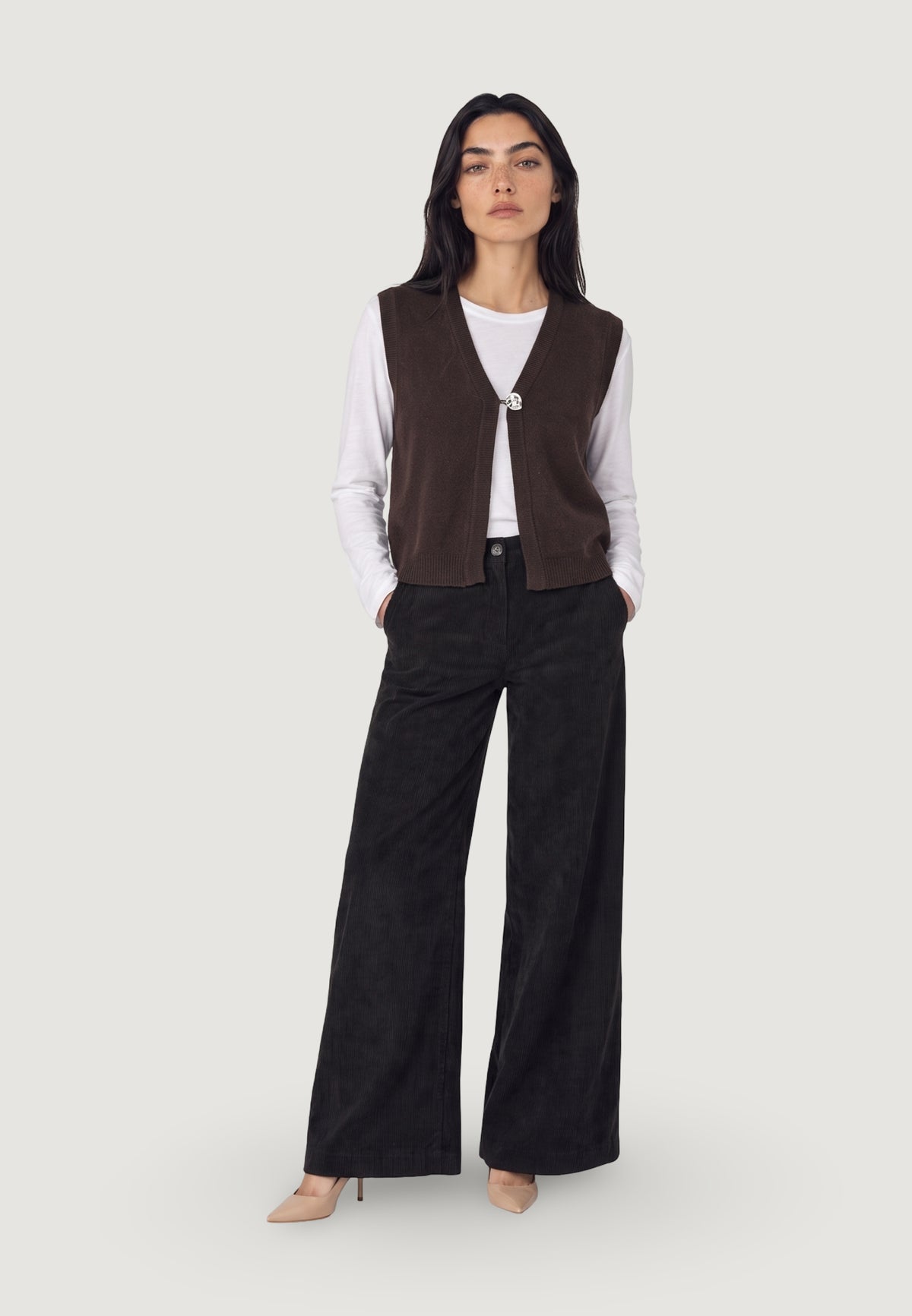 Vest sweater Jacqueline de Yong Jdybrilliant Life S/L Onebutton Vest Knt