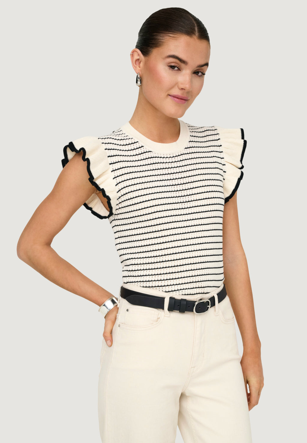 Maglia gilet Jacqueline de Yong Jdycarice S/L Frill Pullover Knt Noos