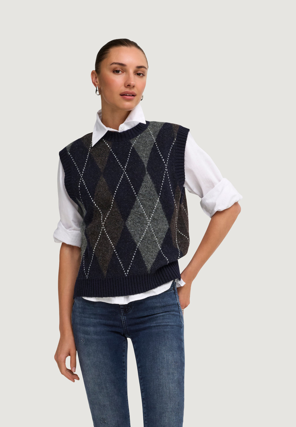 Vest sweater Only Onlrhombus Argyle Vest Knt Noos